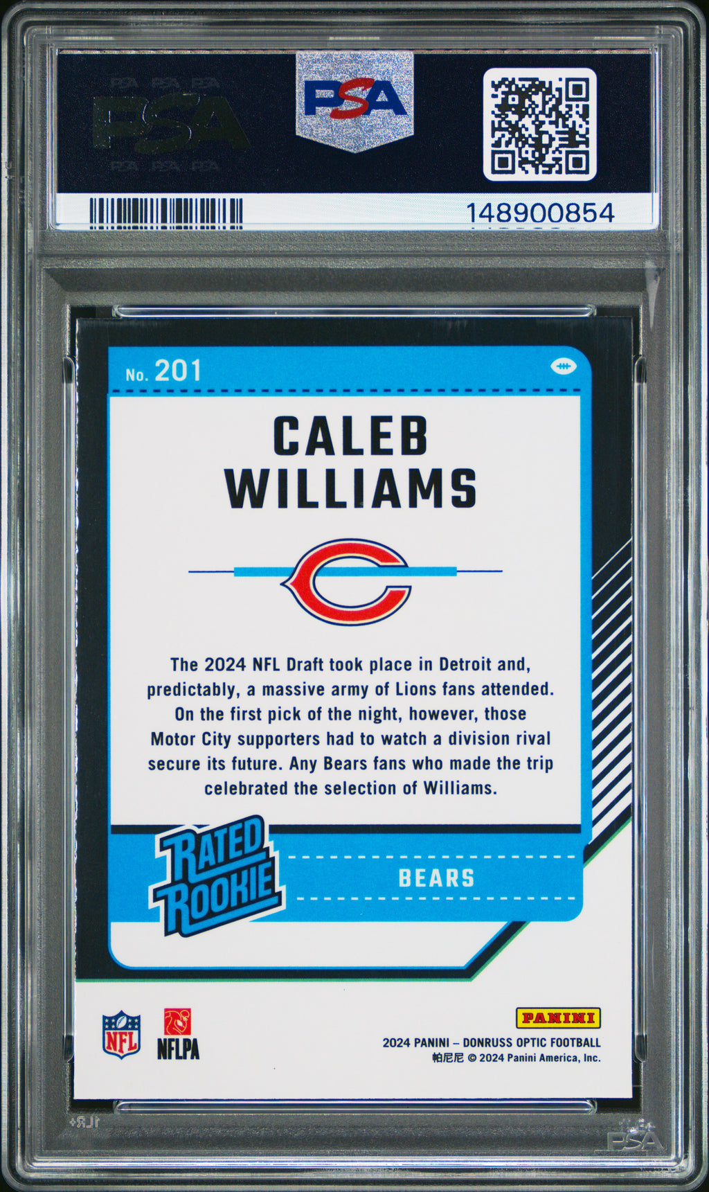 2024 Panini Donruss Optic #201 Caleb Williams PSA 8