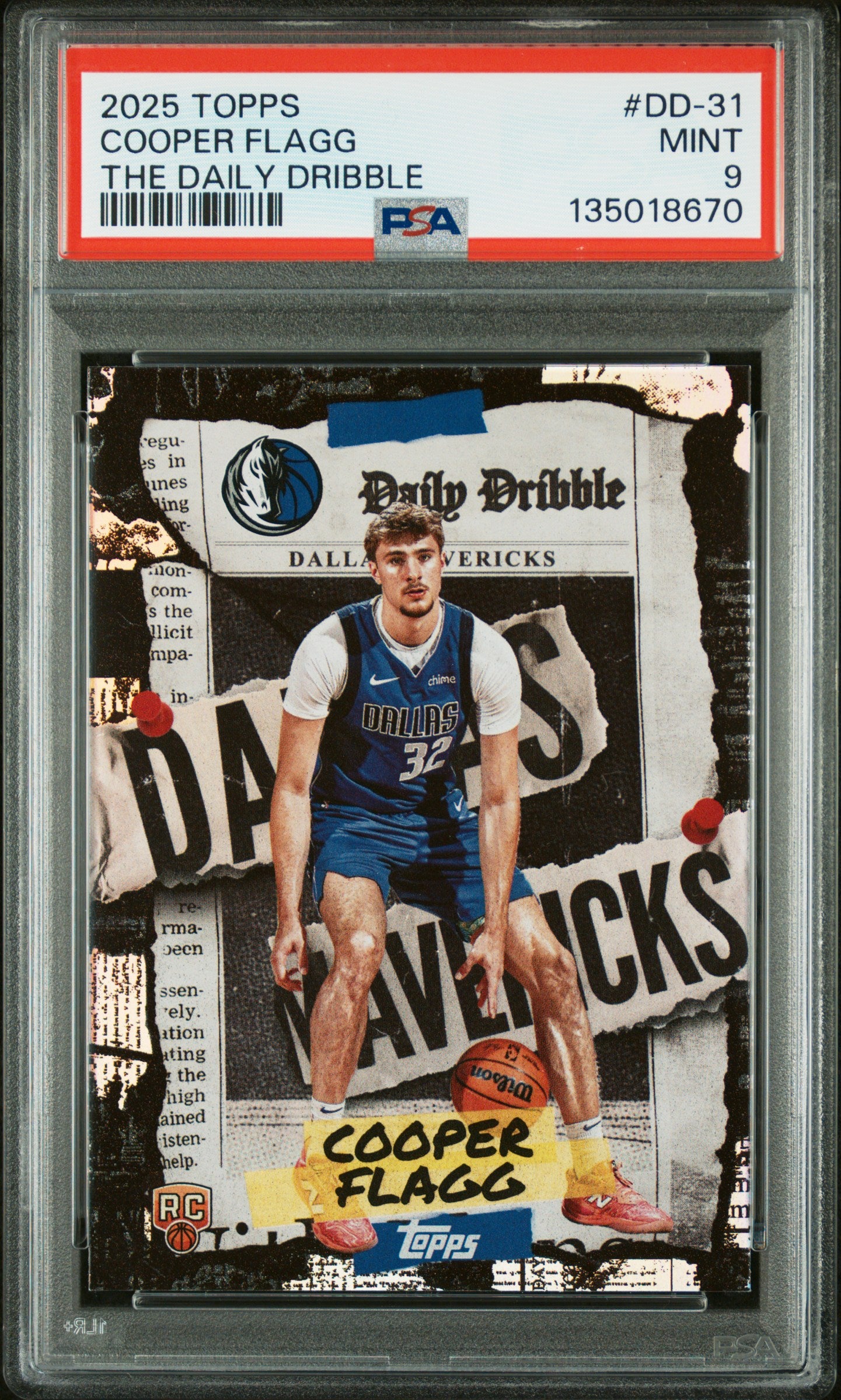 2025 Topps The Daily Dribble #DD-31 Cooper Flagg PSA 9