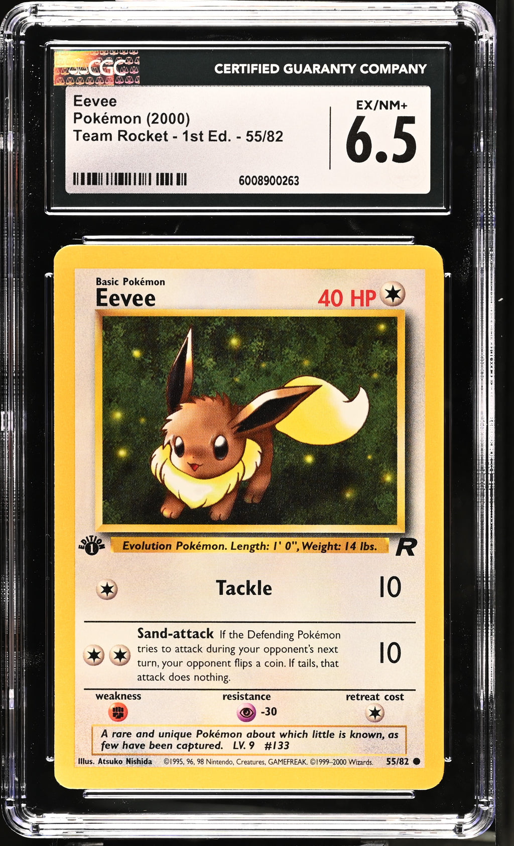 2000 Team Rocket - 1st Ed. #55/82 Eevee CGC 6.5