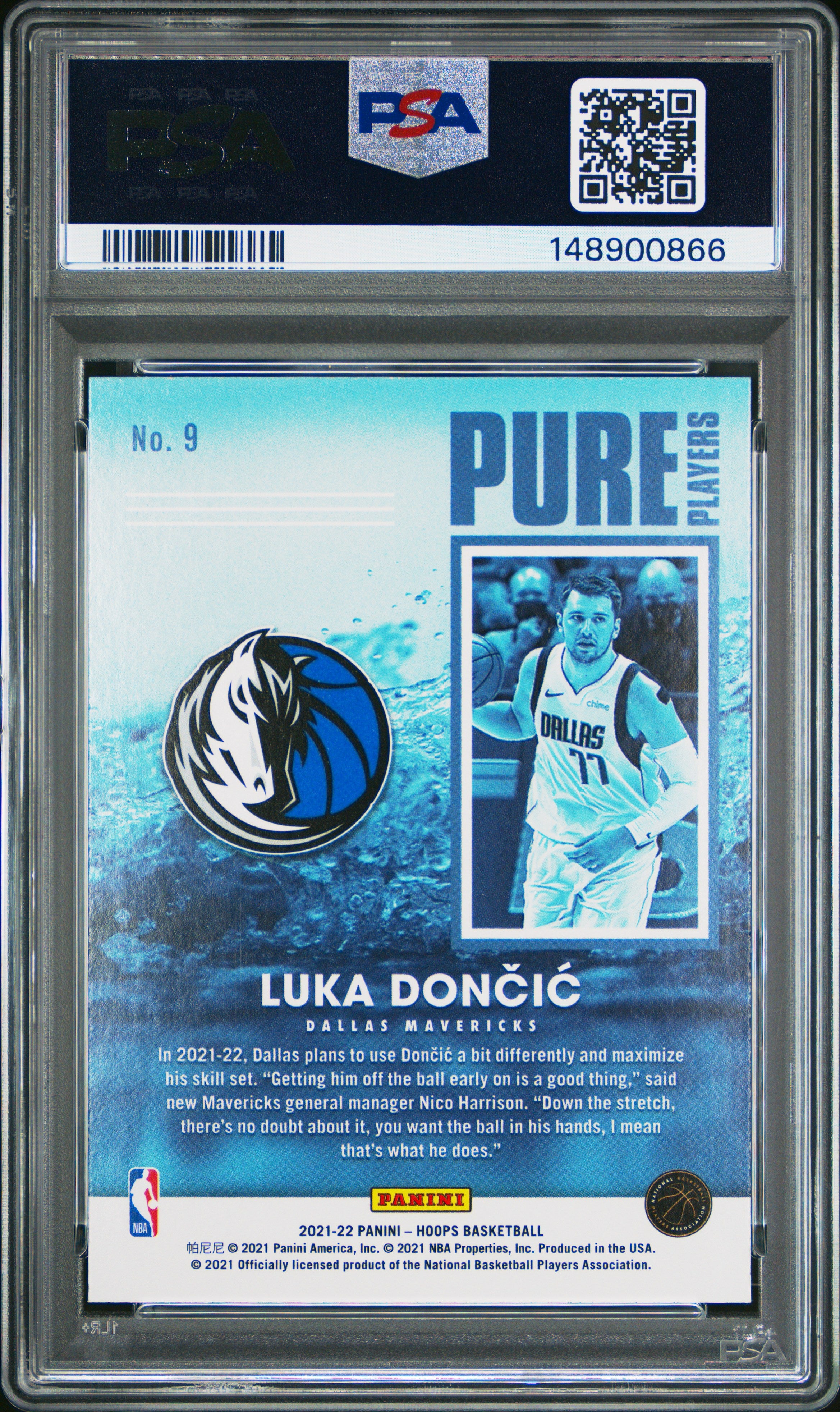 2021 Panini NBA Hoops Pure Players #9 Luka Doncic Pure Players-Green Ice PSA 10