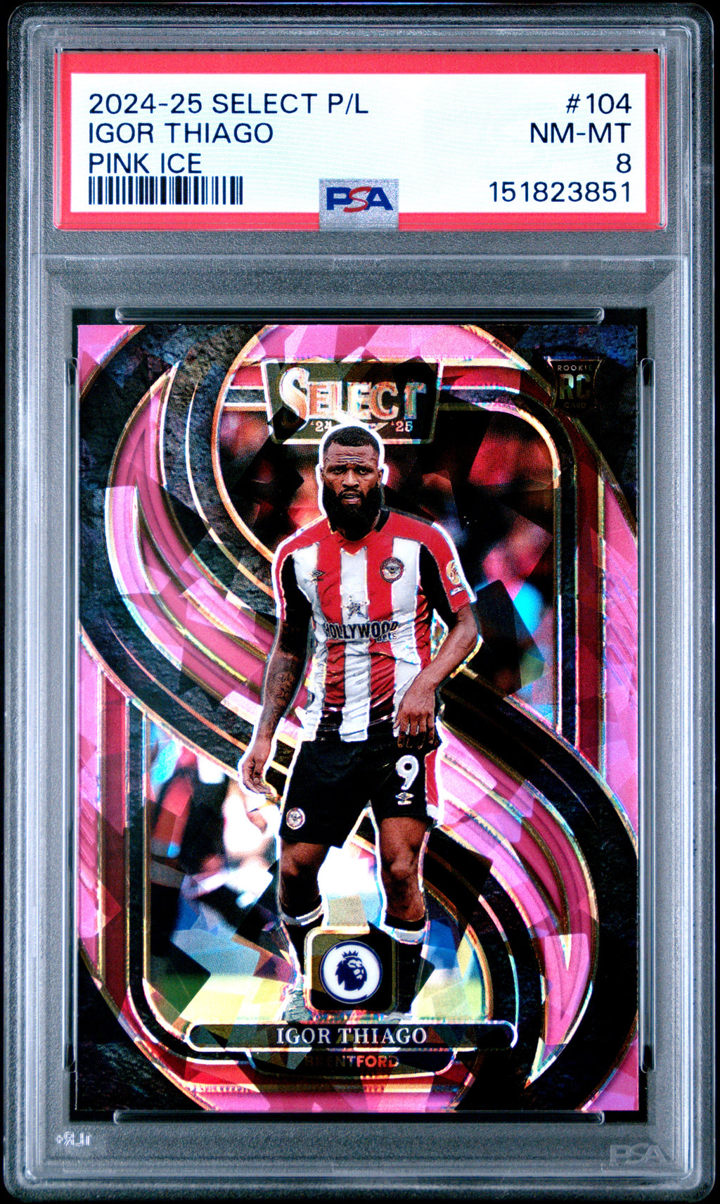 2024-25 Panini Select Premier League #104 Igor Thiago Pink Ice PSA 8