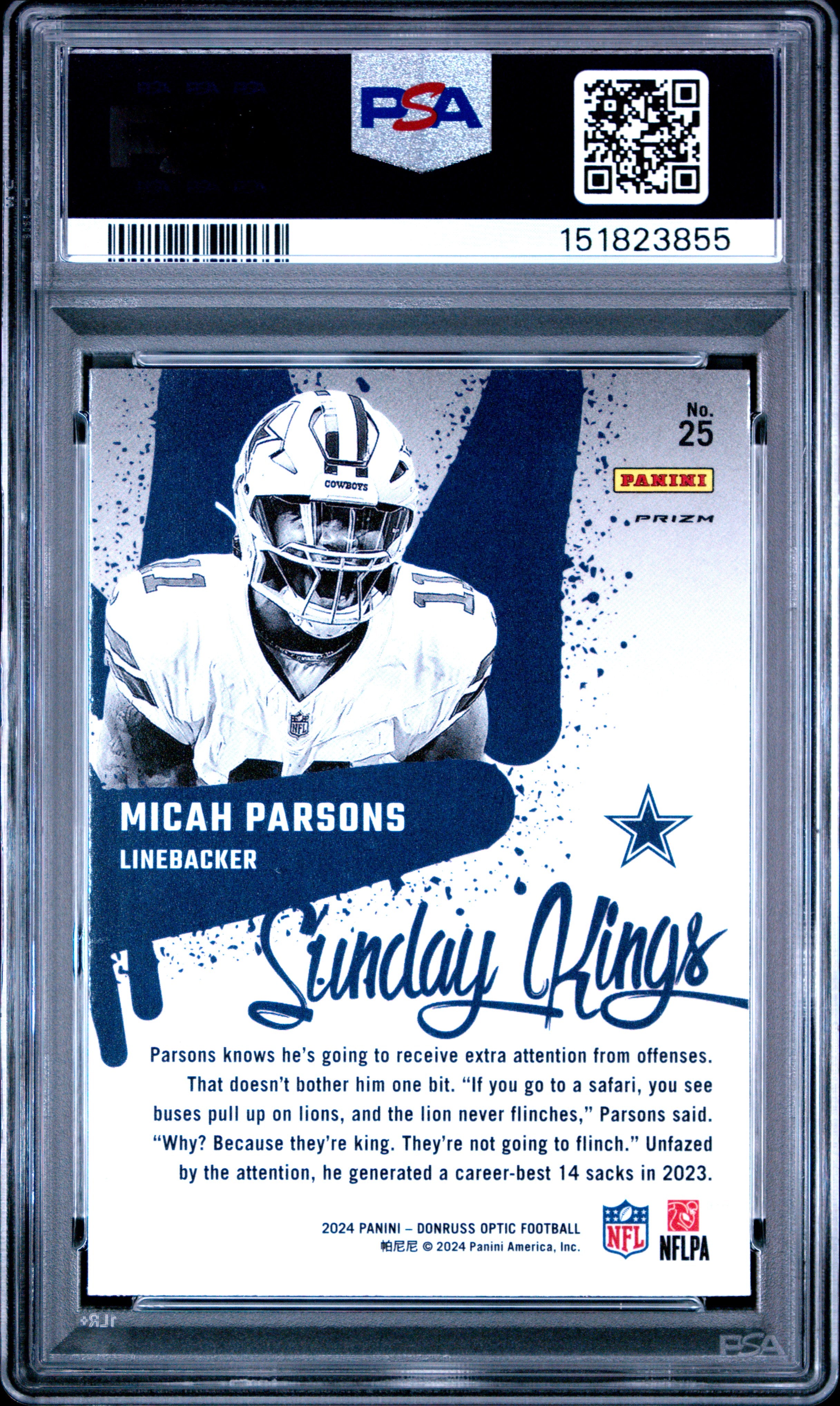 2024 Panini Donruss Optic Sunday Kings #25 Micah Parsons PSA 9