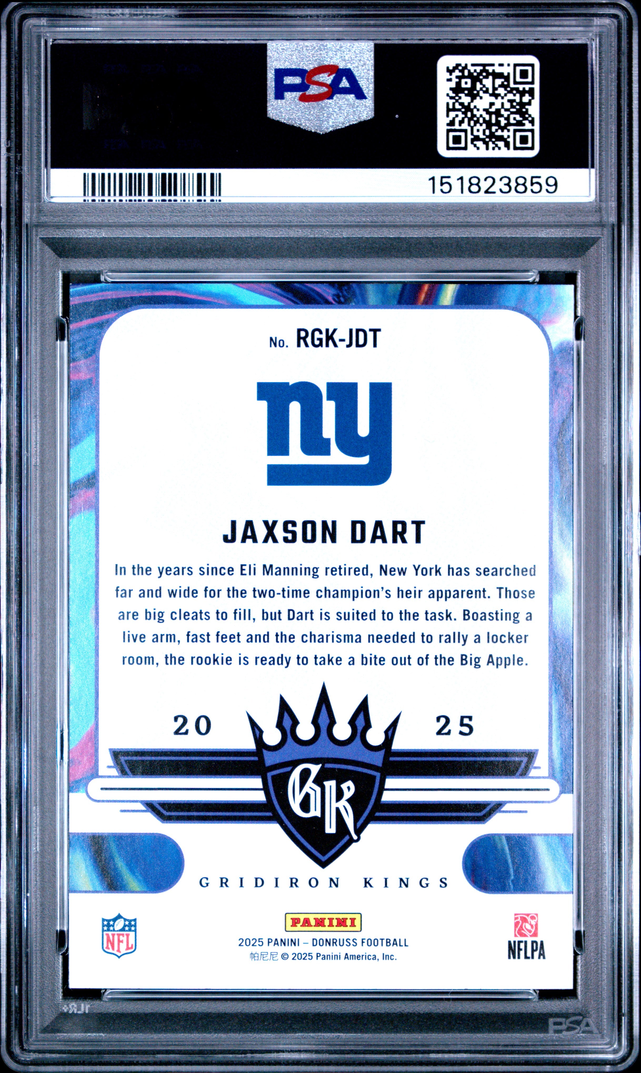 2025 Panini Donruss Rookie Gridiron Kings #RGK-JDT Jaxson Dart PSA 9