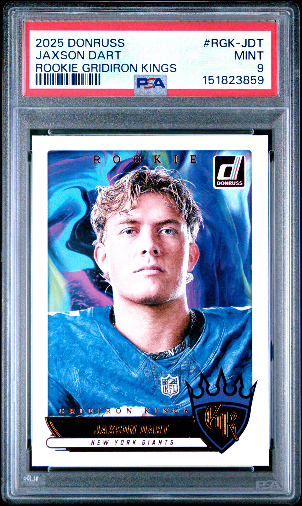 2025 Panini Donruss Rookie Gridiron Kings #RGK-JDT Jaxson Dart PSA 9