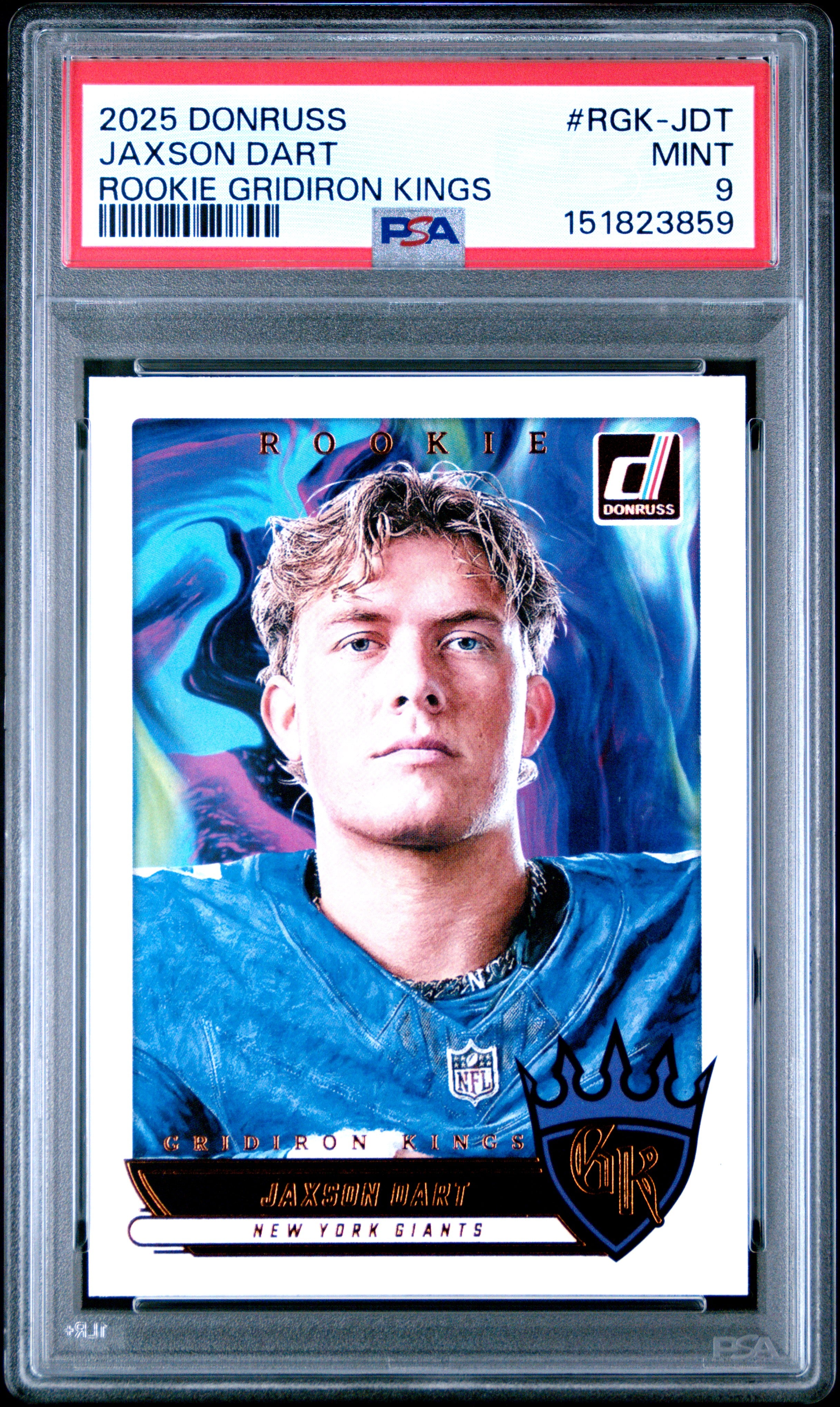 2025 Panini Donruss Rookie Gridiron Kings #RGK-JDT Jaxson Dart PSA 9