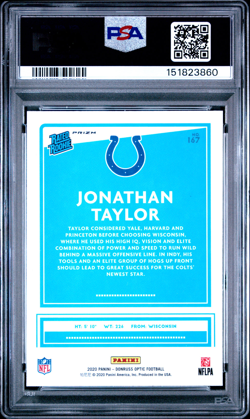 2020 Panini Donruss Optic #167 Jonathan Taylor Holo PSA 10