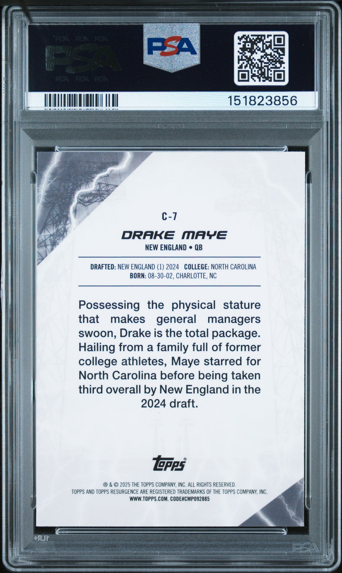 2024 Topps Resurgence Conductors #C7 Drake Maye PSA 10