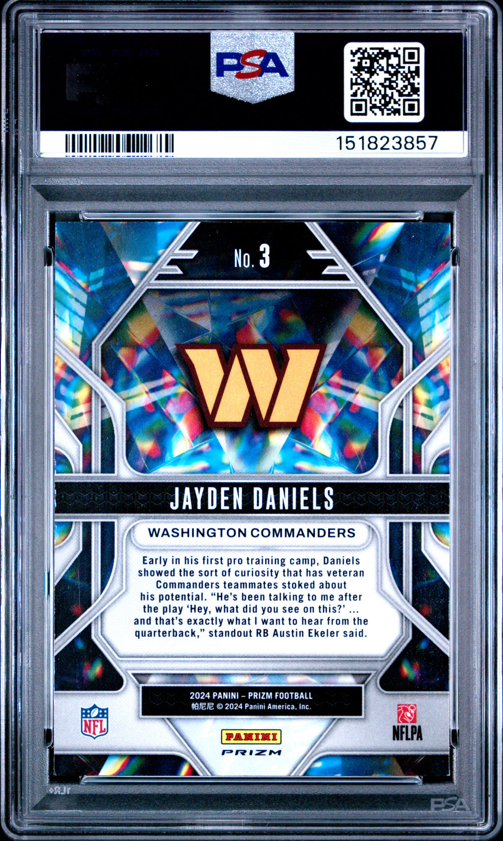 2024 Panini Prizm Prizmatic #3 Jayden Daniels Prizmatic-Green Ice PSA 9
