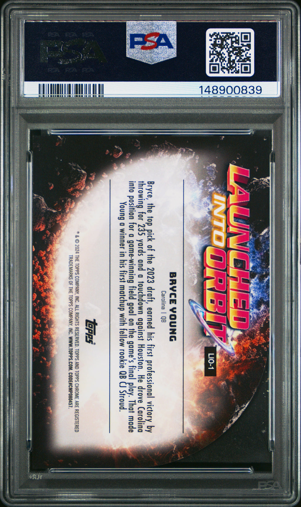 2024 Topps Cosmic Chrome Launched Into Orbit #LIO1 Bryce Young PSA 9