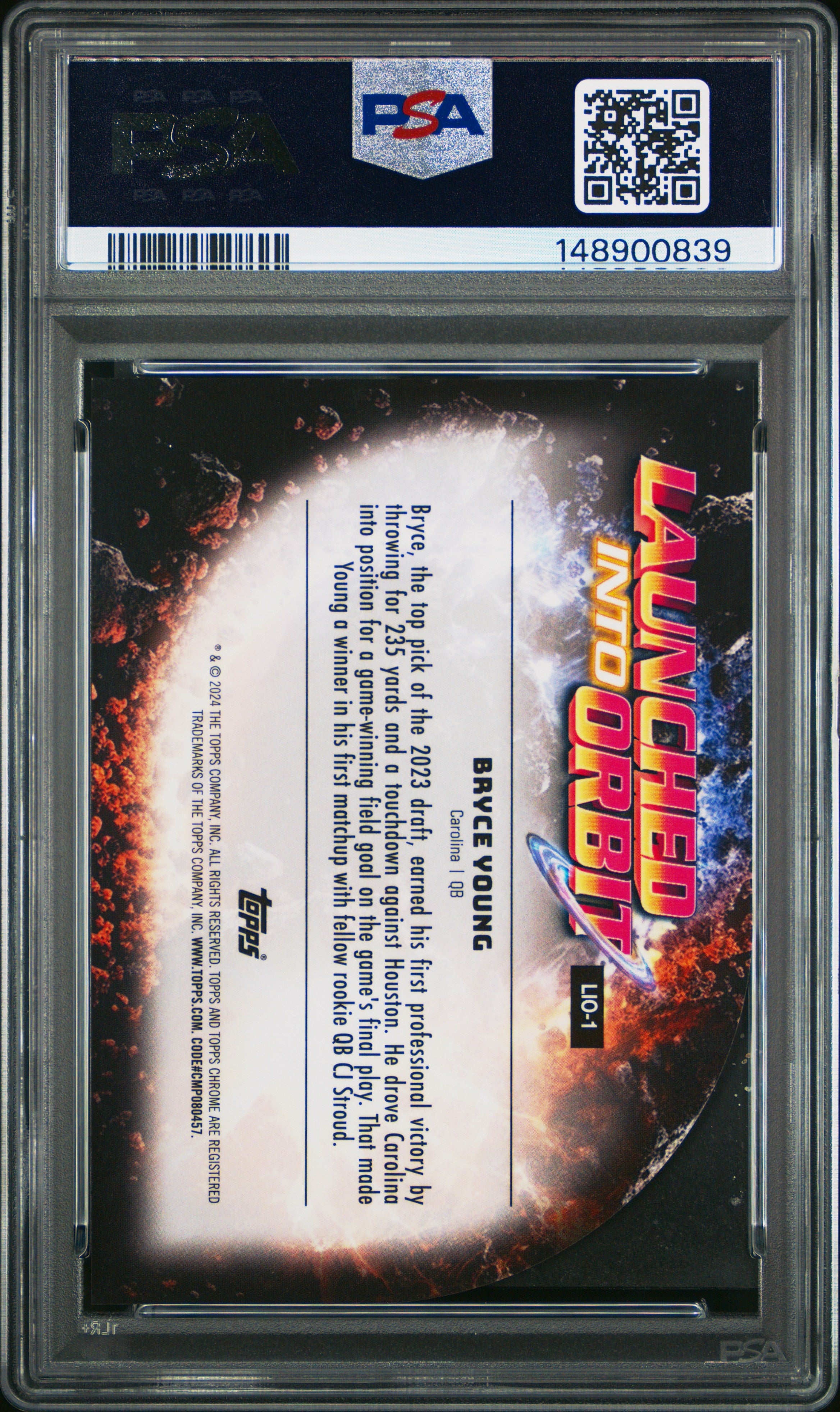 2024 Topps Cosmic Chrome Launched Into Orbit #LIO1 Bryce Young PSA 9