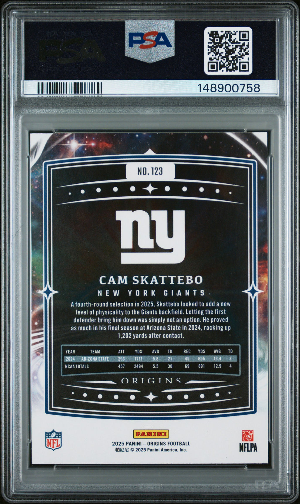 2025 Panini Origins #123 Cam Skattebo PSA 10