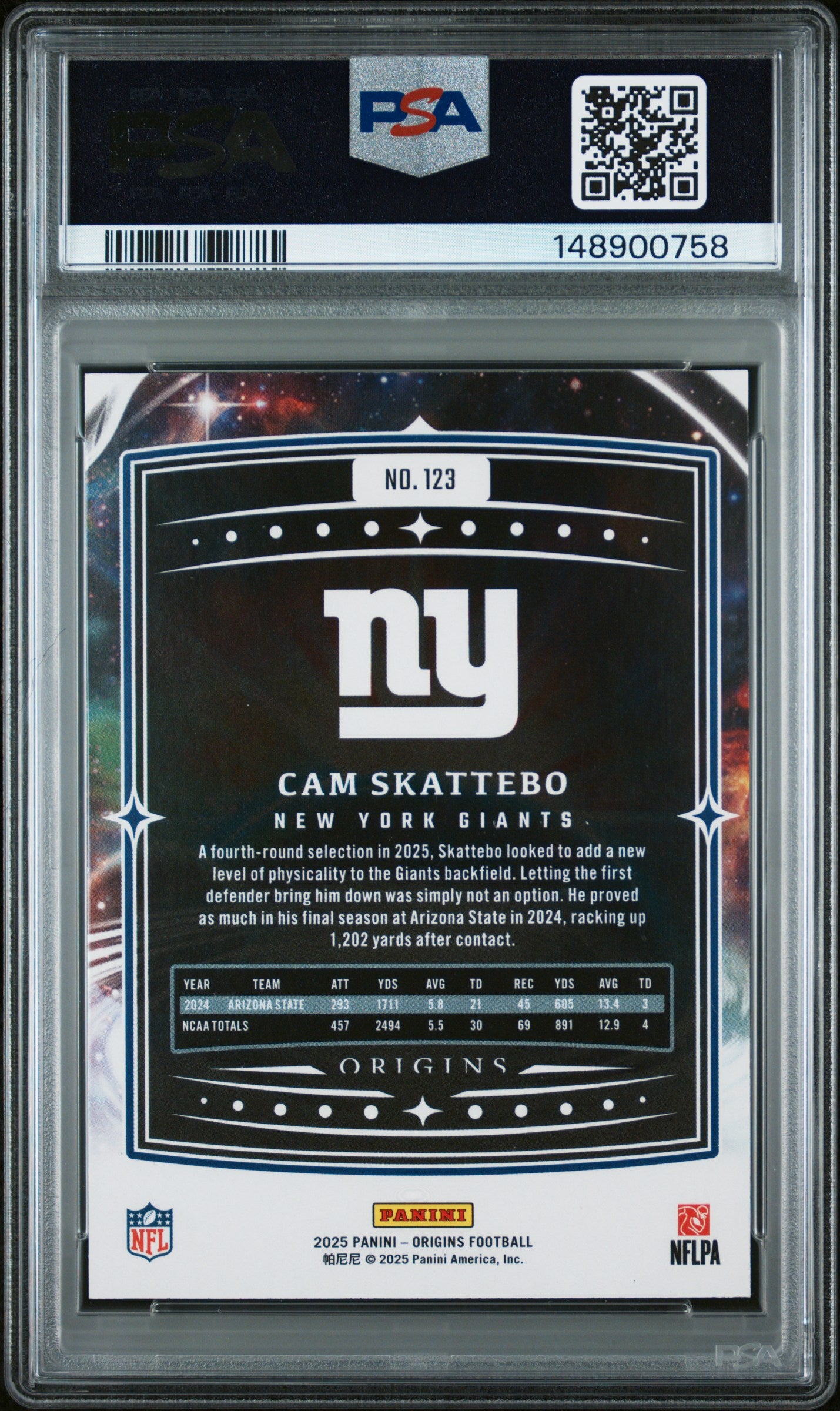 2025 Panini Origins #123 Cam Skattebo PSA 10