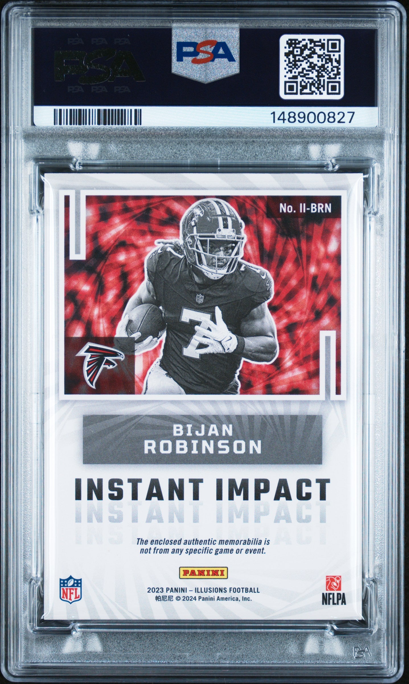 2023 Panini Illusions Instant Impact Relics #IIBRN Bijan Robinson PSA 9