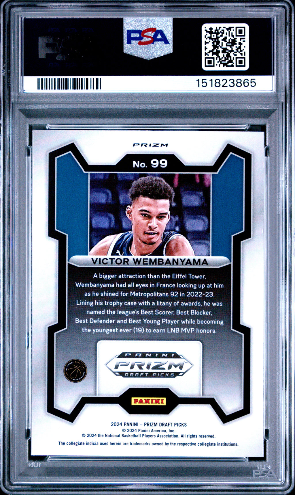 2024 Panini Prizm Draft Picks #99 Victor Wembanyama Silver Prizm PSA 8