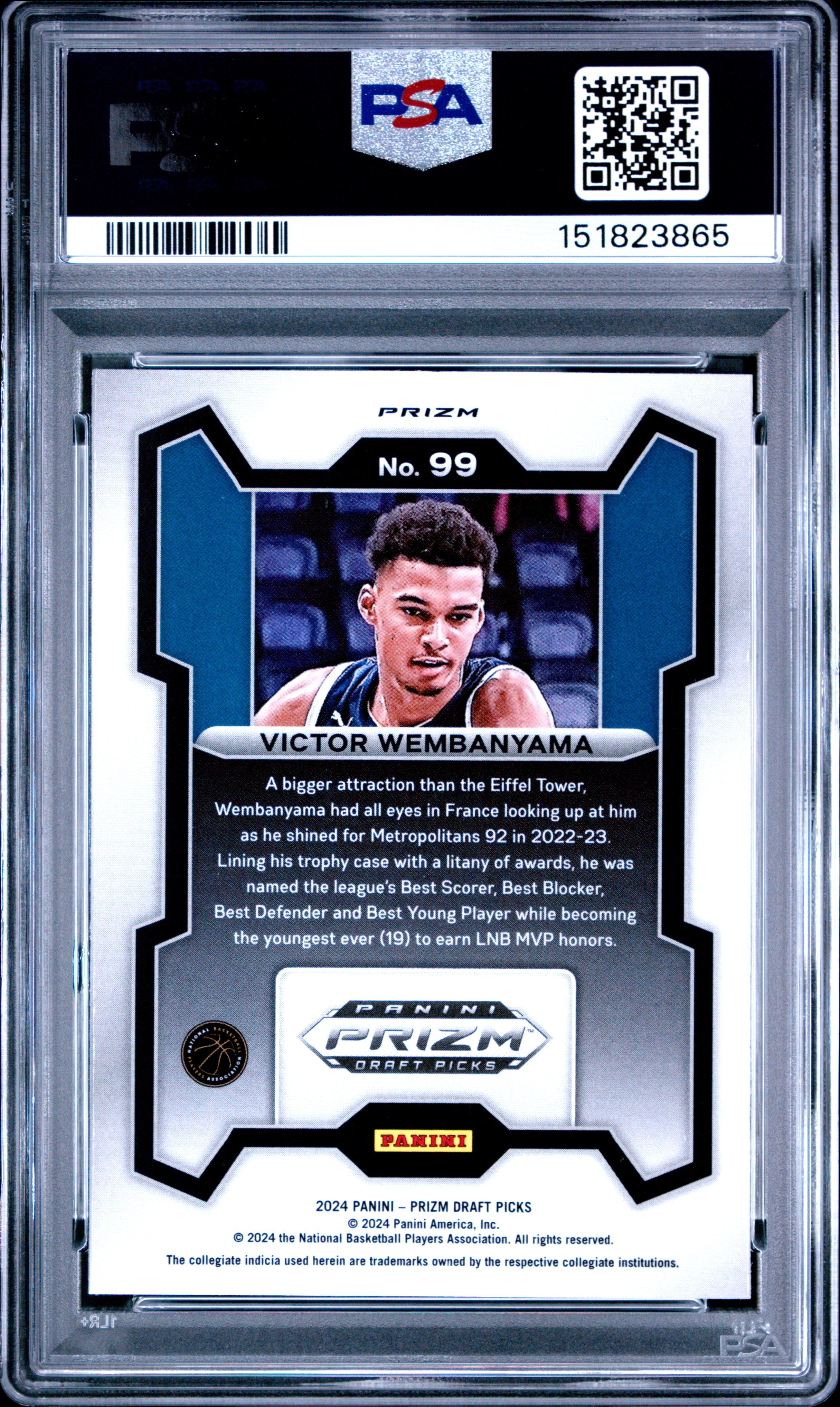 2024 Panini Prizm Draft Picks #99 Victor Wembanyama Silver Prizm PSA 8