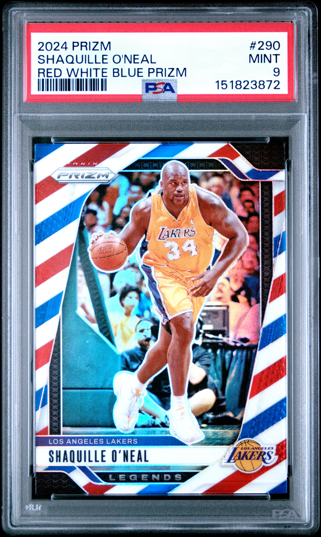 2024 Panini Prizm #290 Shaquille O'Neal Red White Blue Prizm PSA 9