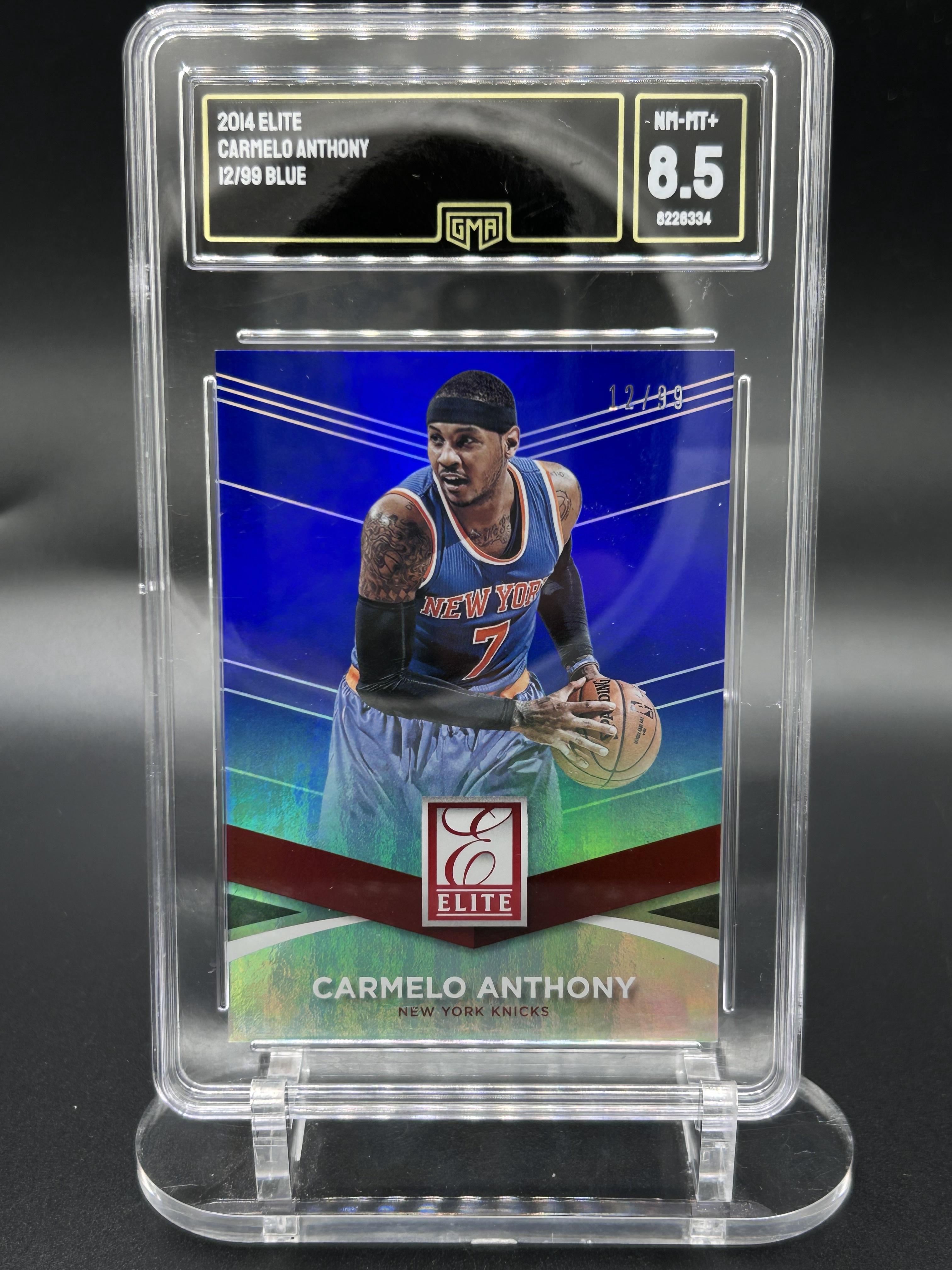 2014 Panini Donruss Elite #44 Carmelo Anthony 12/99 Blue GMA 8.5