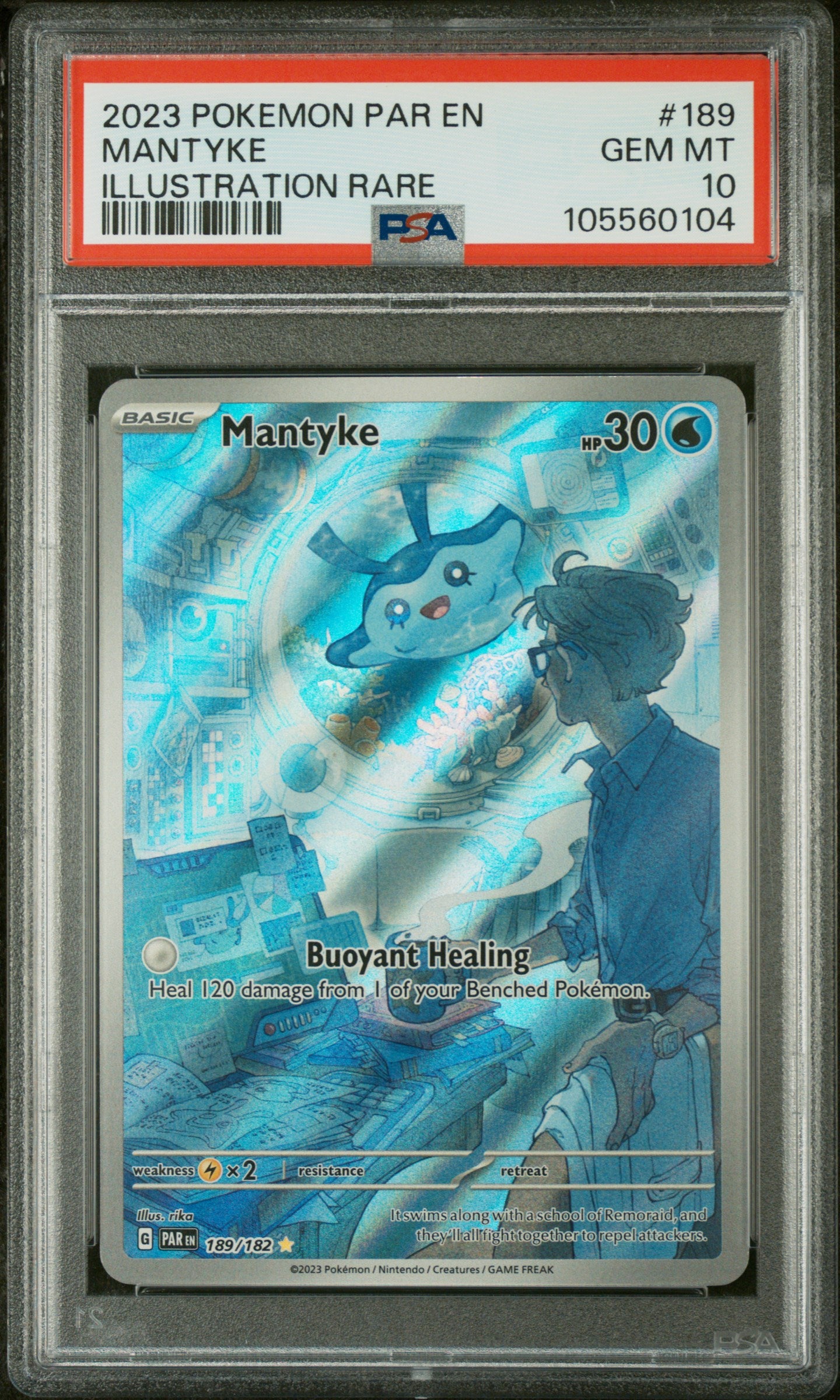 2023 Pokemon Par En-Paradox Rift #189 Mantyke Illustration Rare PSA 10