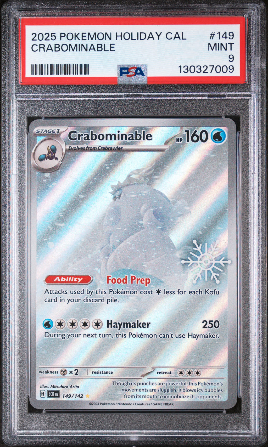 2025 Pokemon Holiday Calendar #149 Crabominable PSA 9