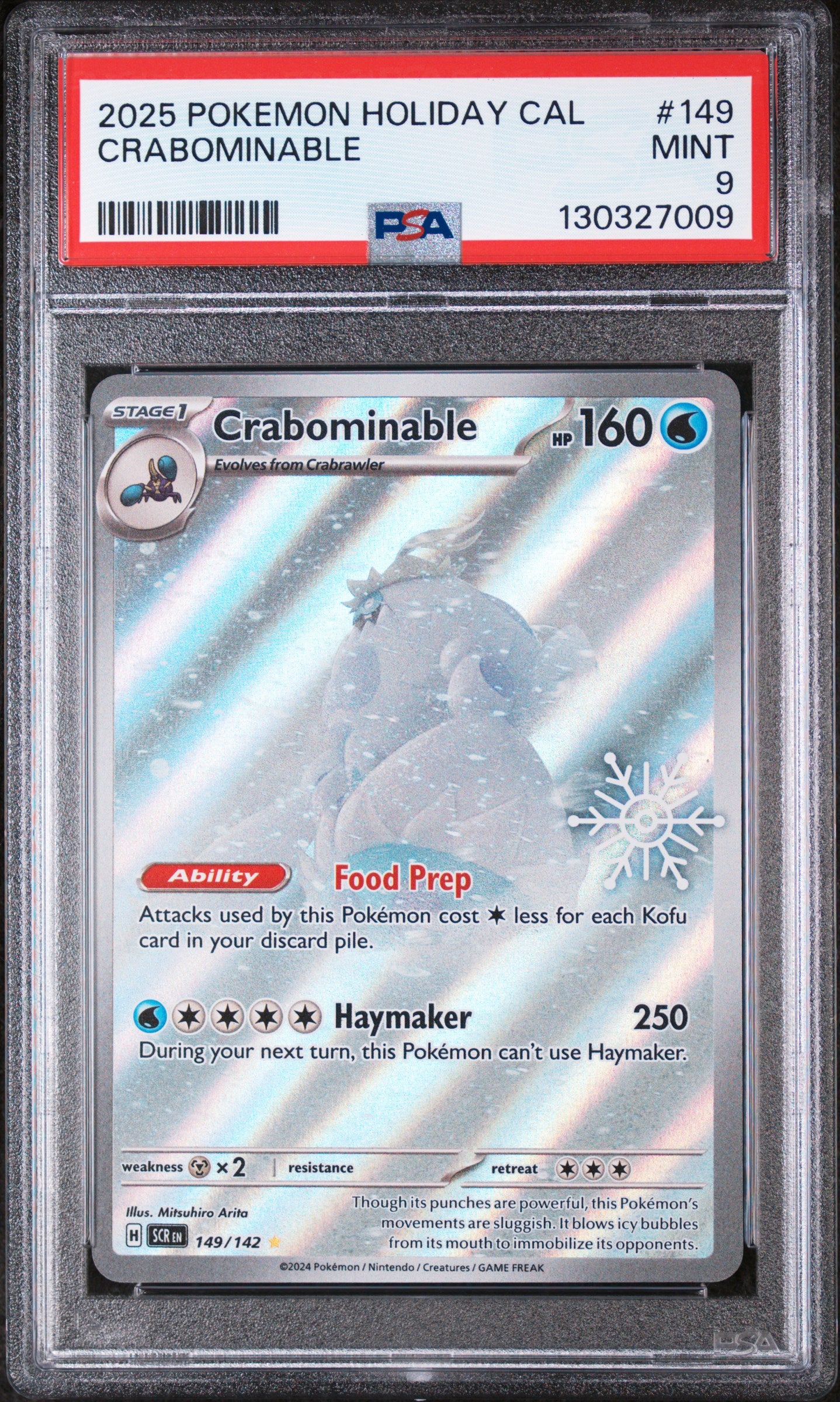 2025 Pokemon Holiday Calendar #149 Crabominable PSA 9