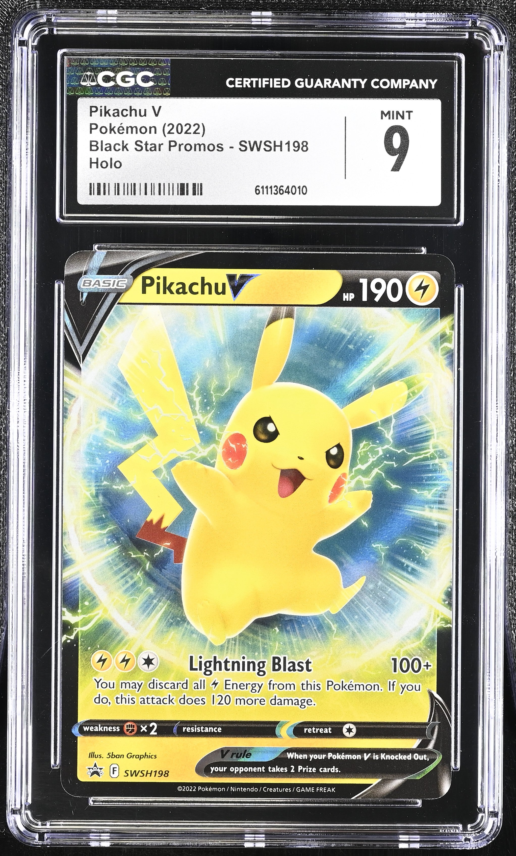 2022 Black Star Promos #SWSH198 Pikachu V CGC 9