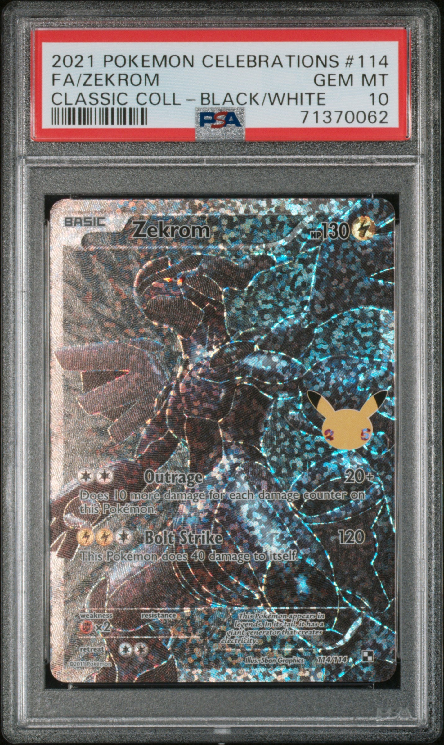 2021 Pokemon Celebrations Classic Collection #114 Fa/Zekrom Black/White PSA 10