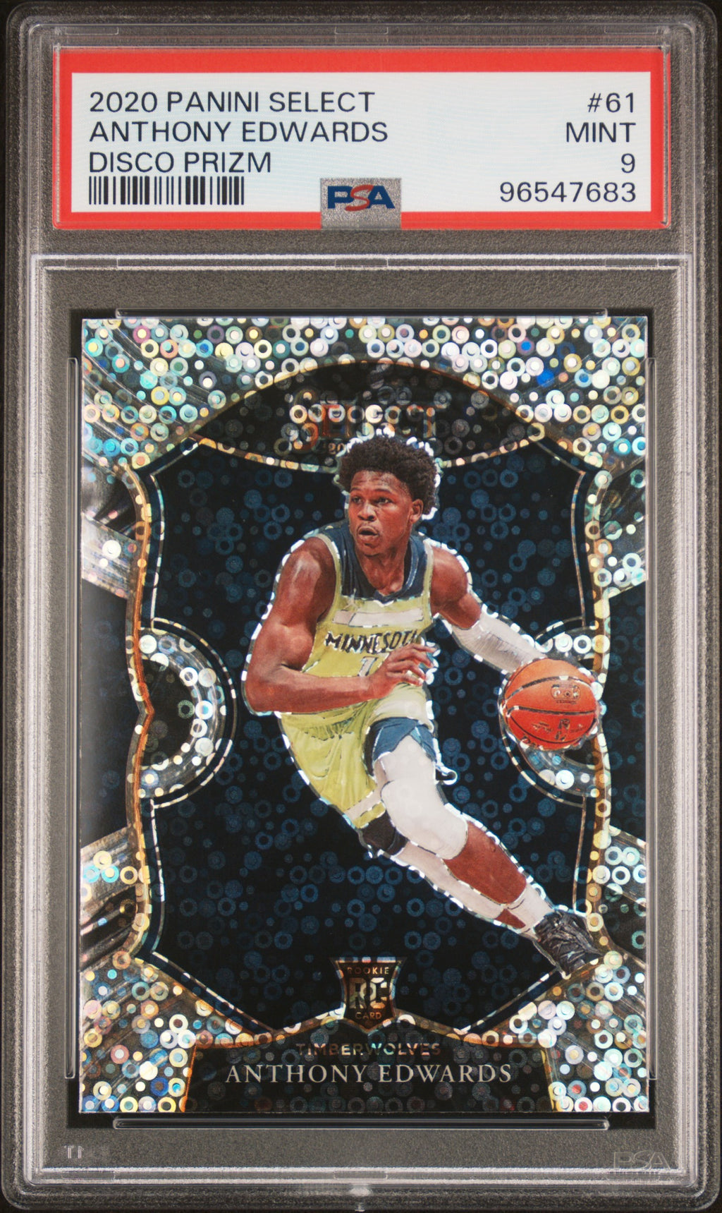 2020 Panini Select #61 Anthony Edwards Disco Prizm PSA 9
