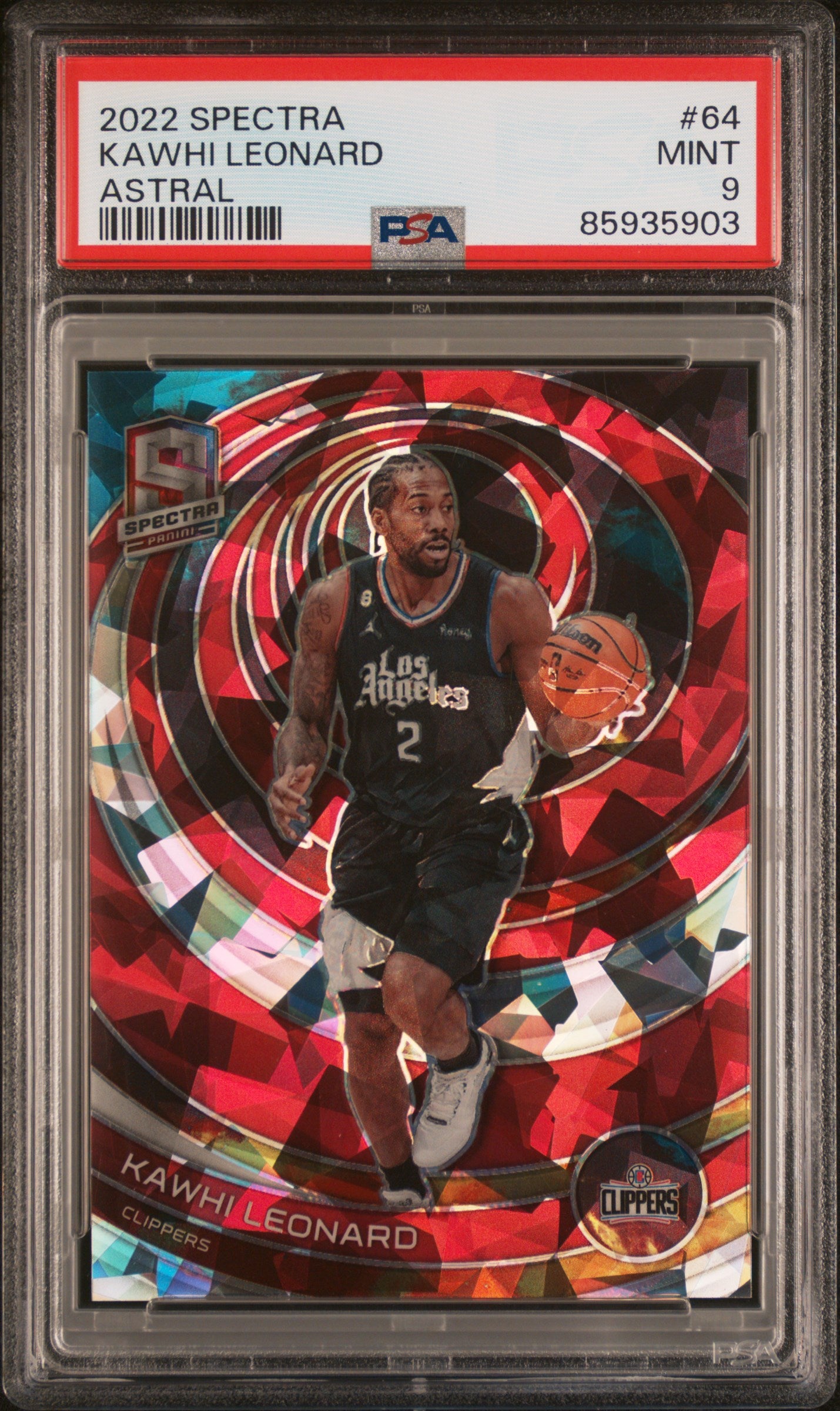 2022 Panini Spectra #64 Kawhi Leonard Astral PSA 9