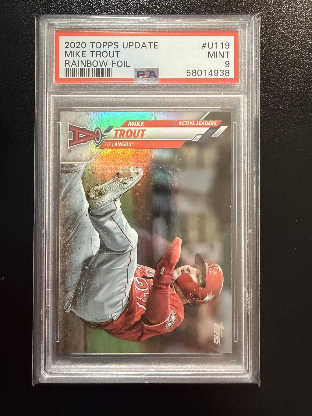 2020 Topps Update #U119 Mike Trout Rainbow Foil PSA 9