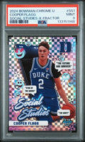 2024 Bowman Chrome #SS1 Cooper Flagg Social Studies-X-Fractor PSA 9