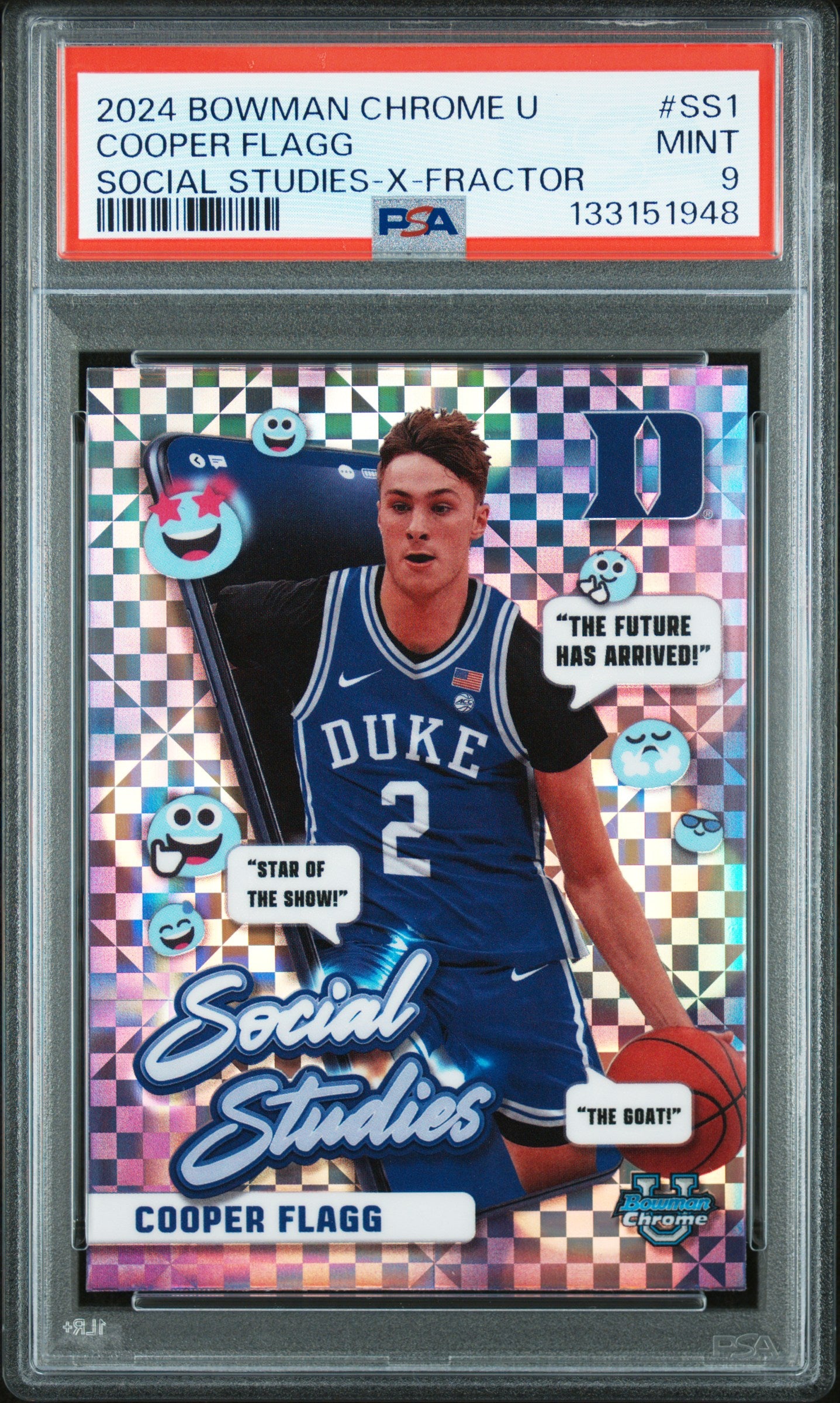 2024 Bowman Chrome #SS1 Cooper Flagg Social Studies-X-Fractor PSA 9