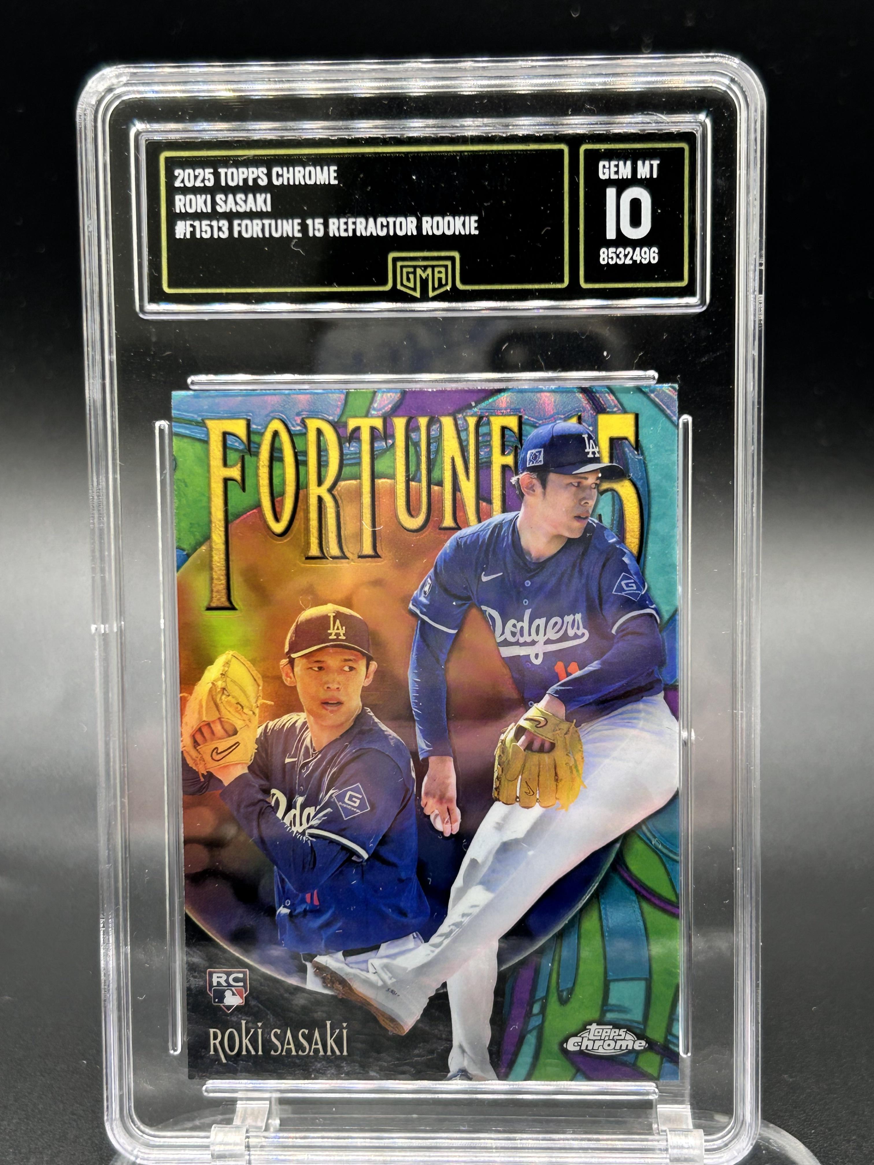 2025 Topps Chrome #F1513 Roki Saski Fortune 15 Refractor Rookie GMA 10