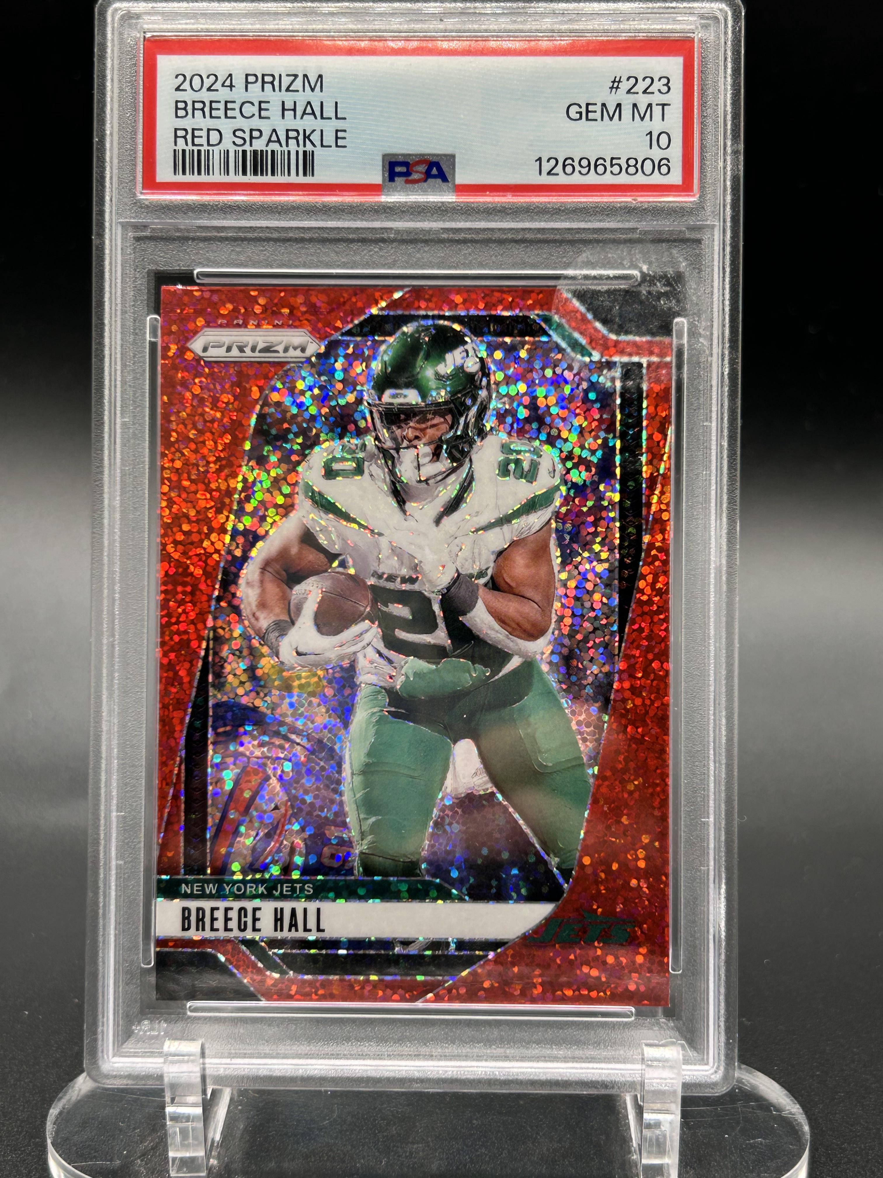 2024 Panini Prizm #223 Breece Hall Red Sparkle PSA 10