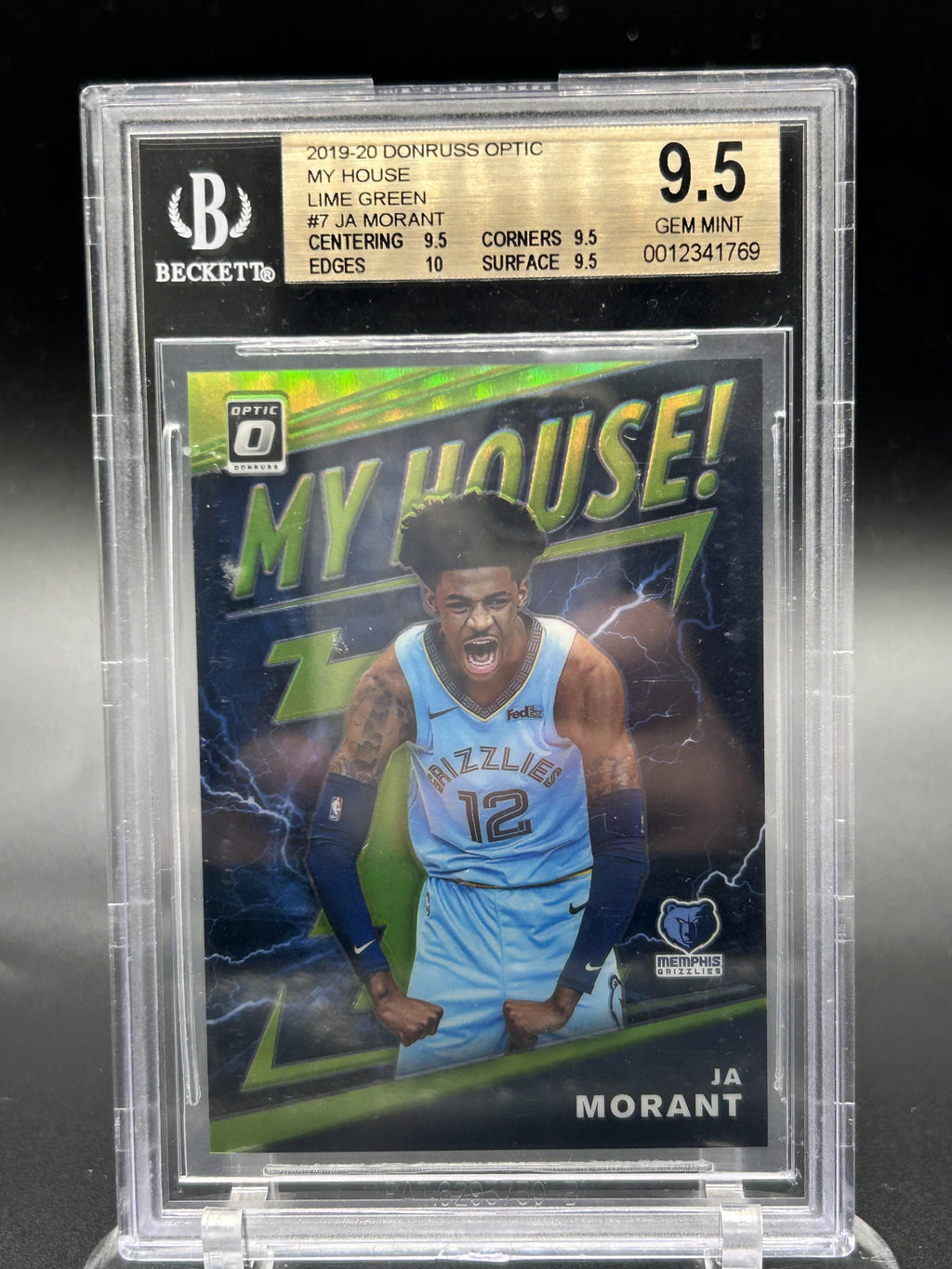 2019-2020 Panini Donruss Optic #7 Ja Morant My House Lime Green BGS 9.5