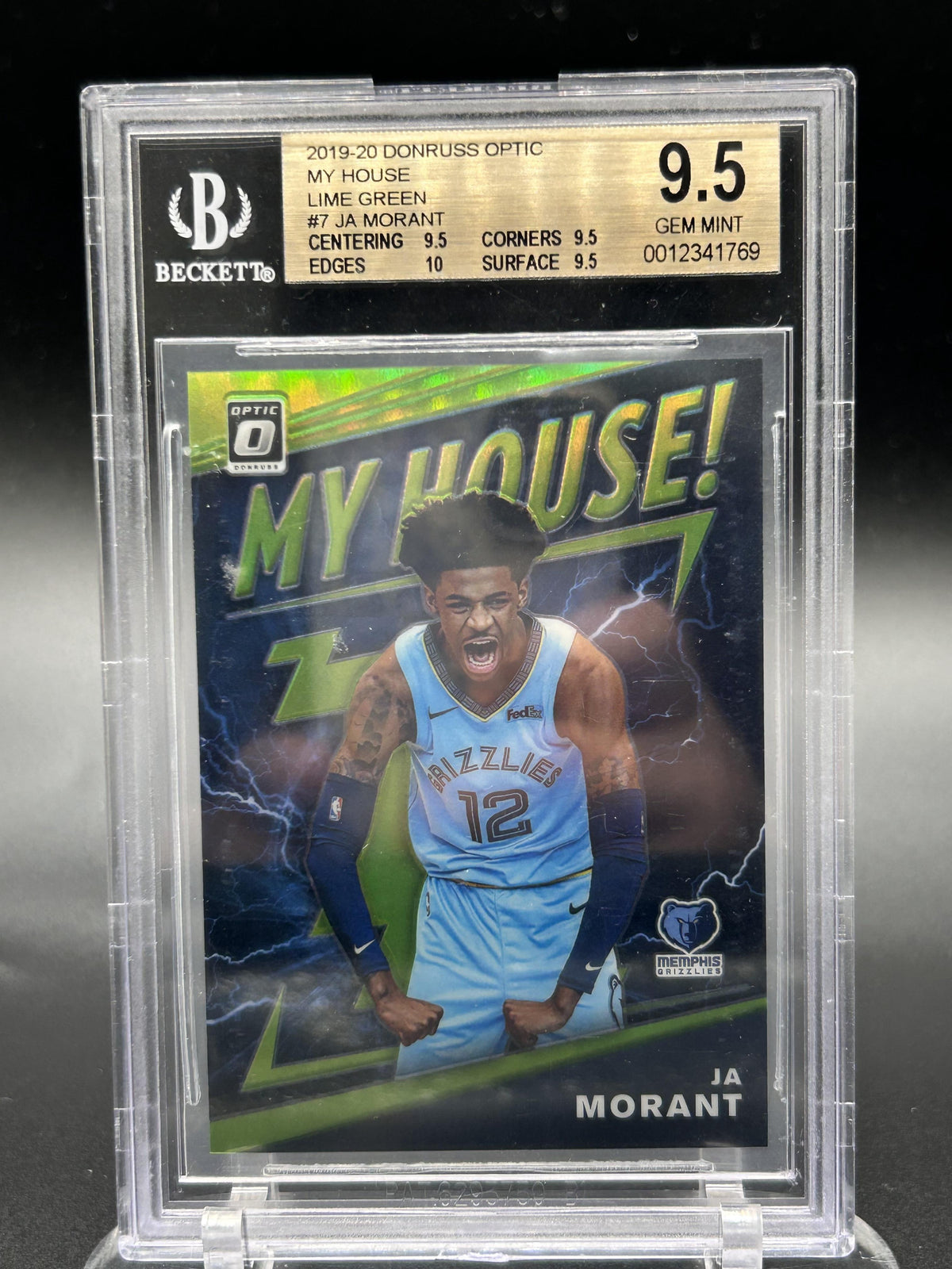 2019-2020 Panini Donruss Optic #7 Ja Morant My House Lime Green BGS 9.5