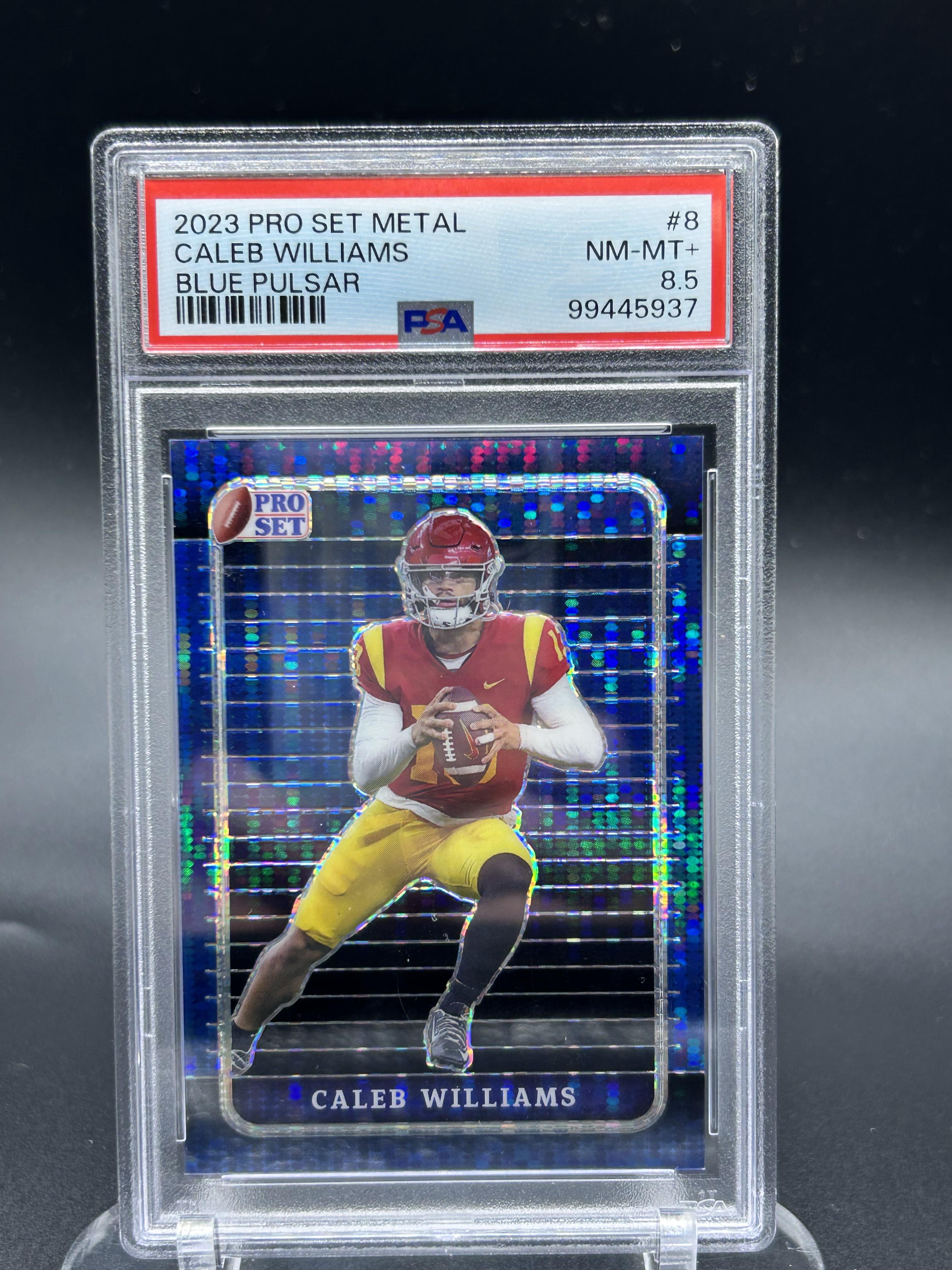 2023 Pro Set Metal #8 Caleb Williams Blue Pulsar 4/5 PSA 8.5