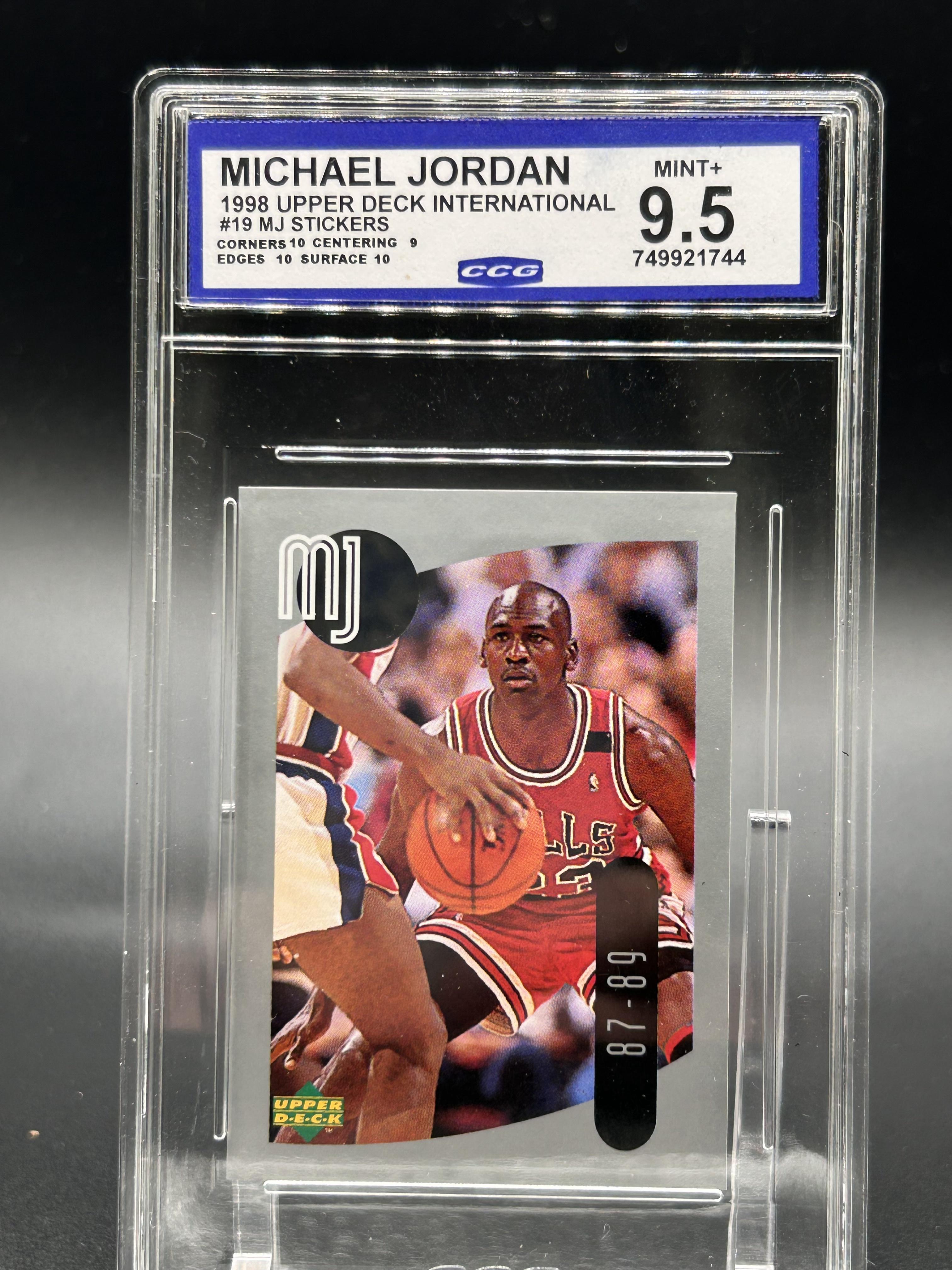 1998 Upper Deck International #19 Michael Jordan MJ Stickers BCCG 9.5