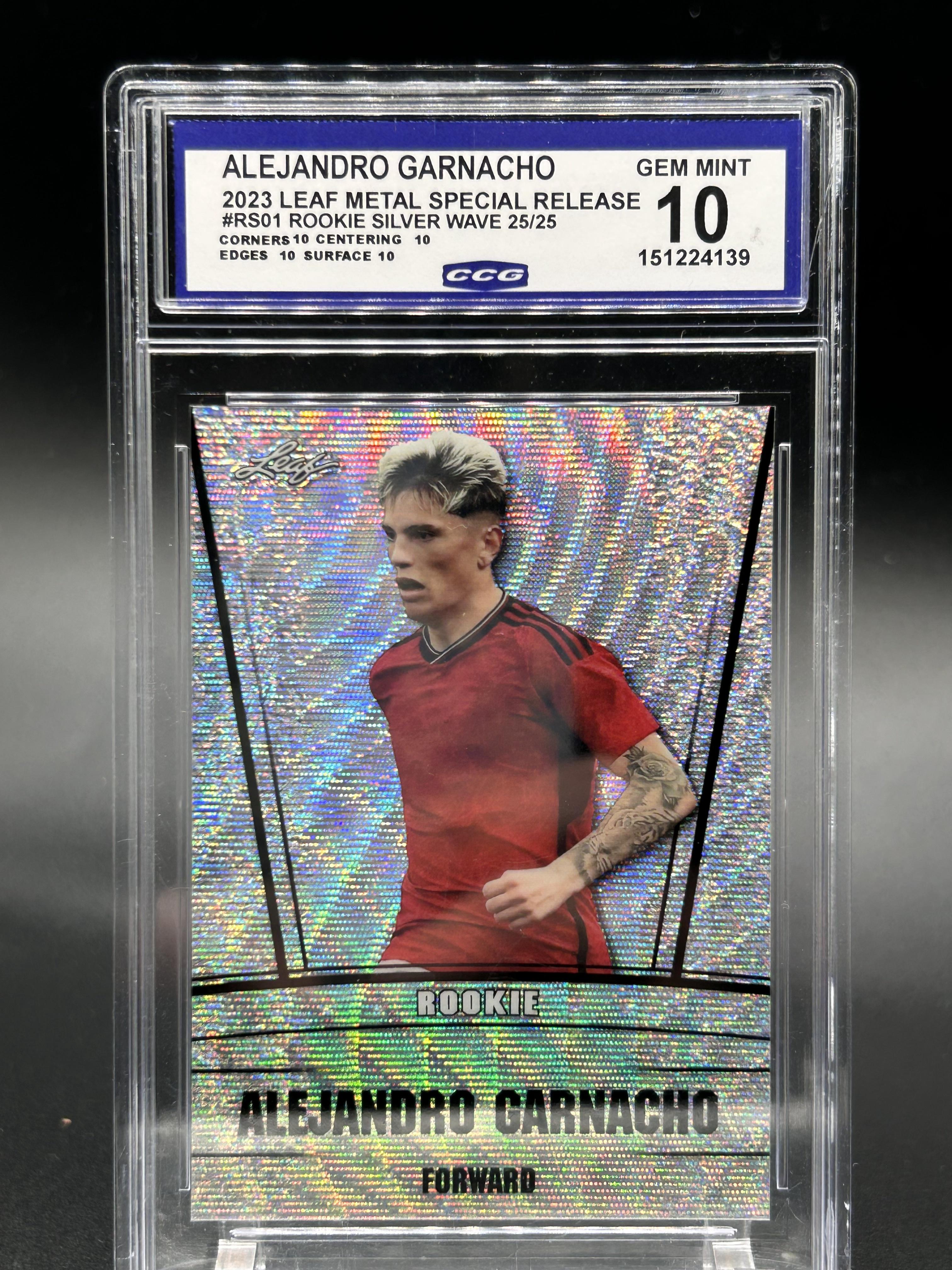 2023 Leaf Metal Special Release #RS01 Alejandro Garnacho Rookie Silver Wave