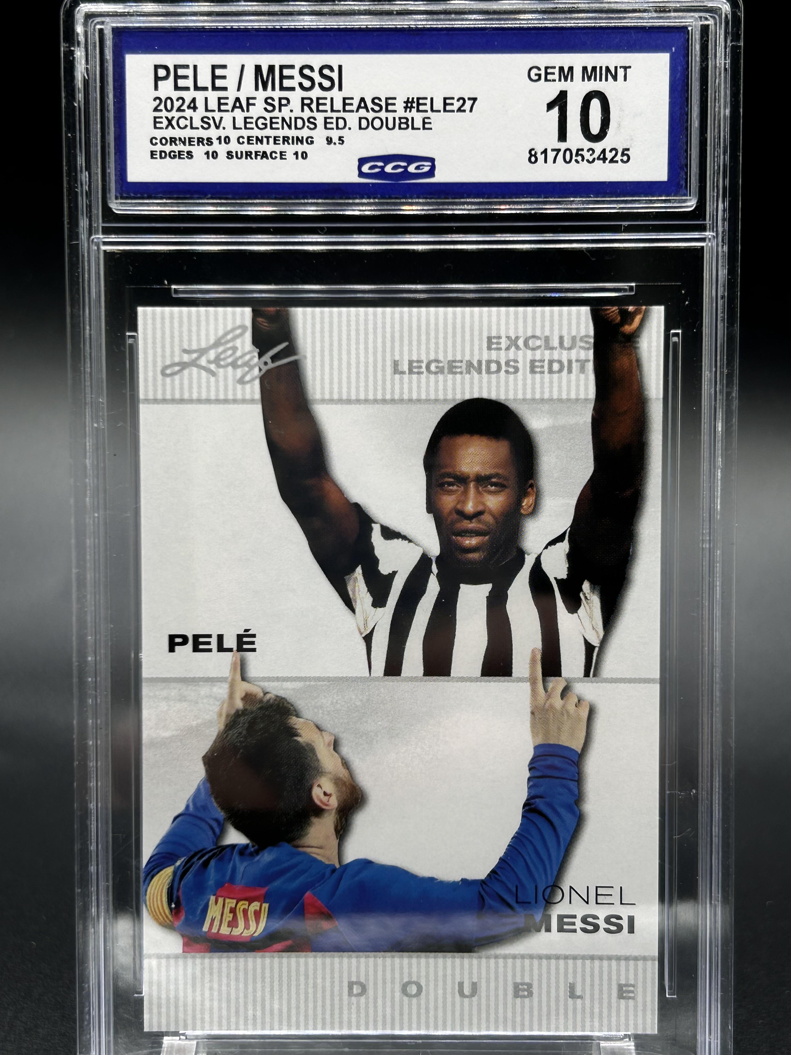 2024 Leaf Sp. Release #ELE27 Pele/Messi Exclusive Legends Edition Double BCCG 10