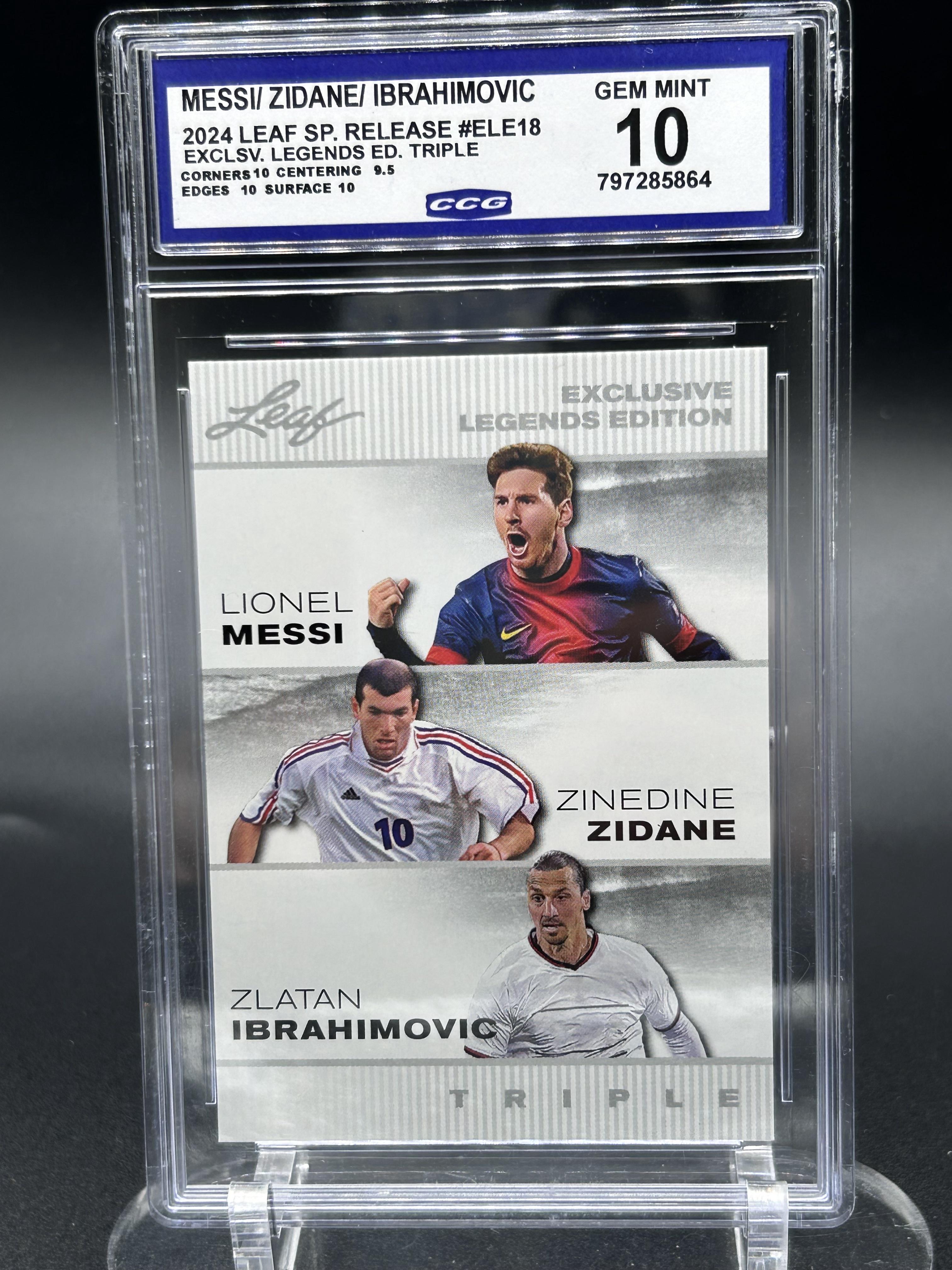 2024 Leaf Sp. Release #ELE18 Messi/Zidane/Ibrahimovic Exclusive Legends Edition