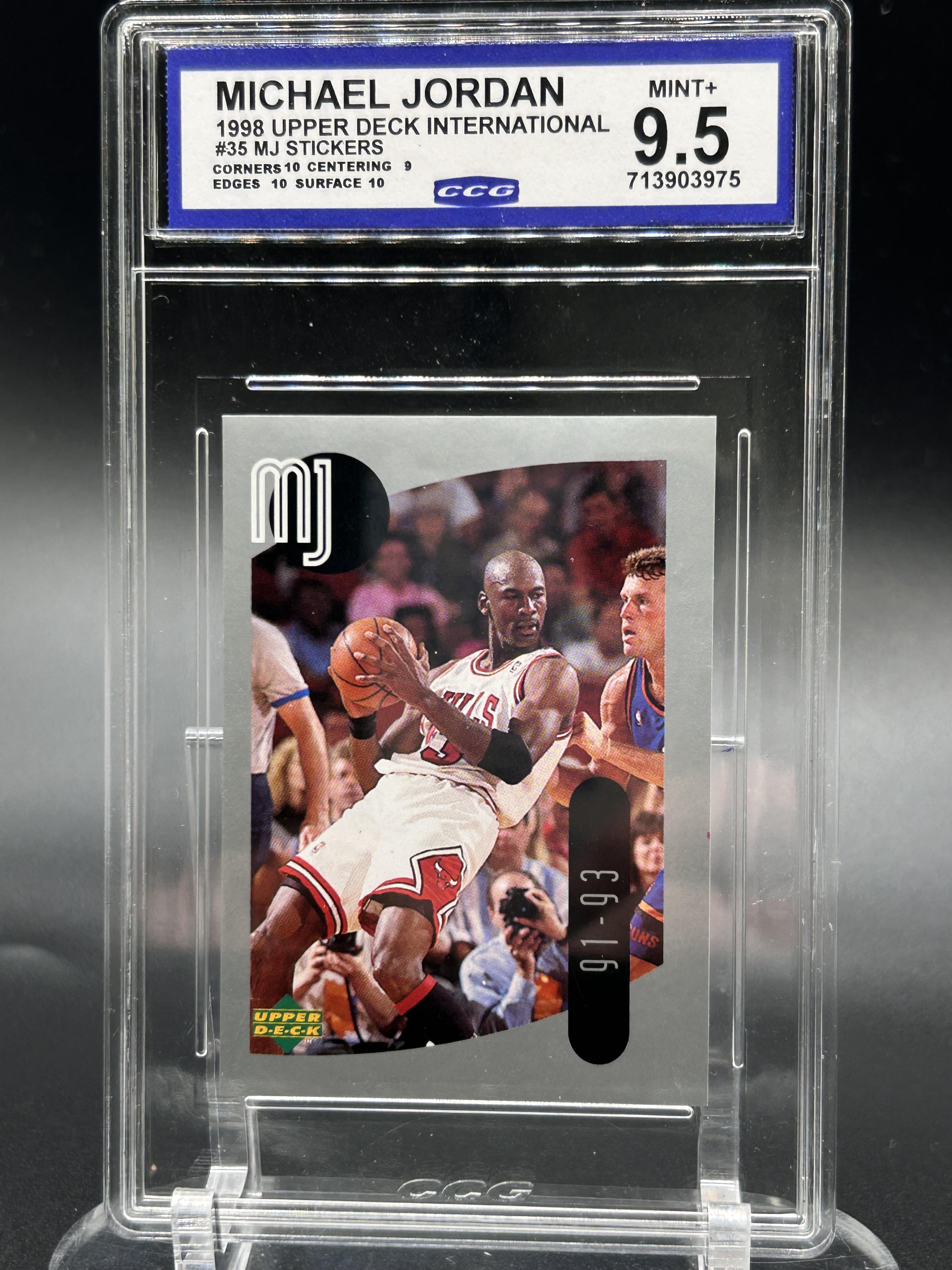 1998 Upper Deck International #35 Michael Jordan MJ Stickers BCCG 9.5