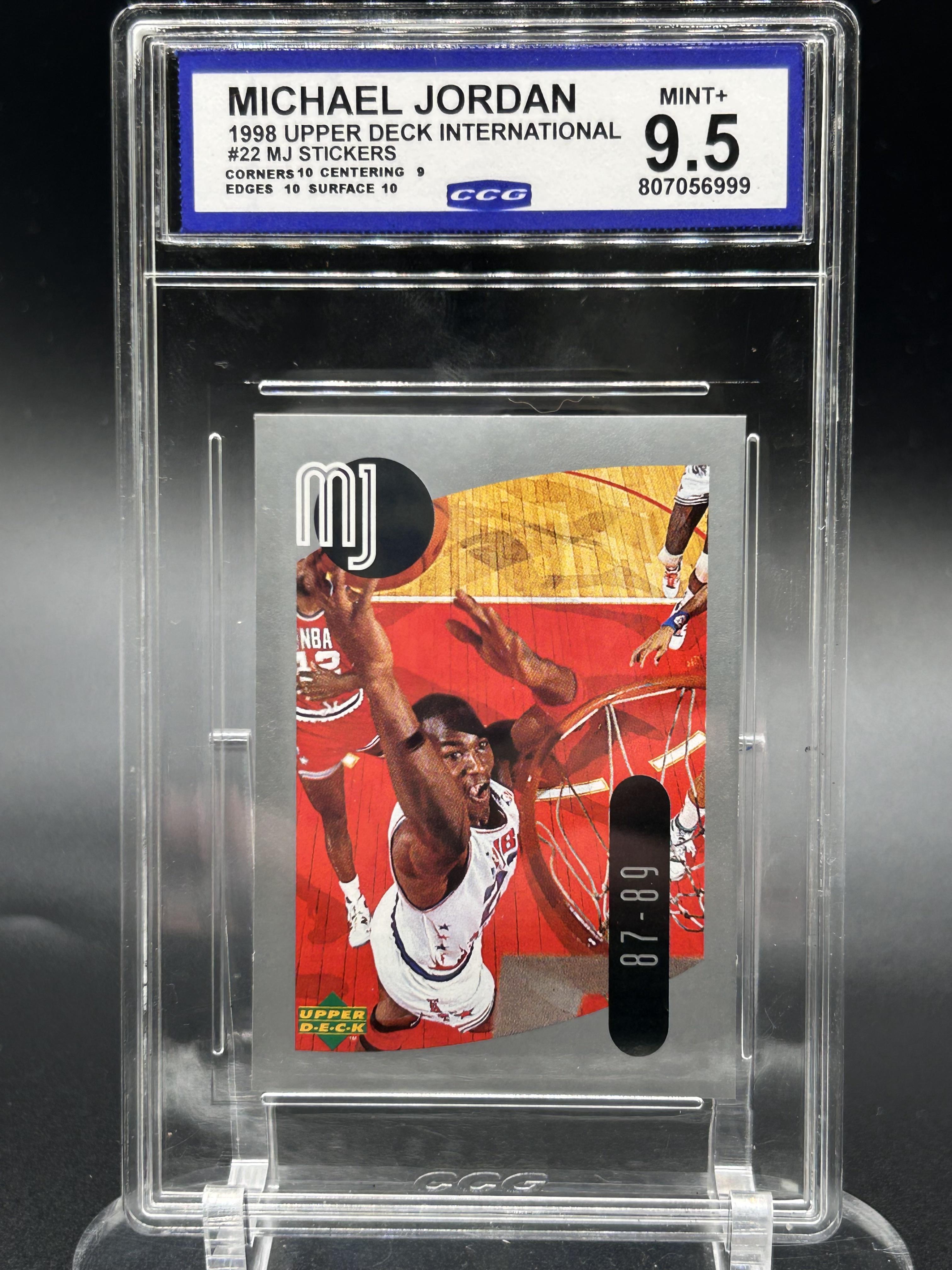 1998 Upper Deck International #22 Michael Jordan MJ Stickers BCCG 9.5
