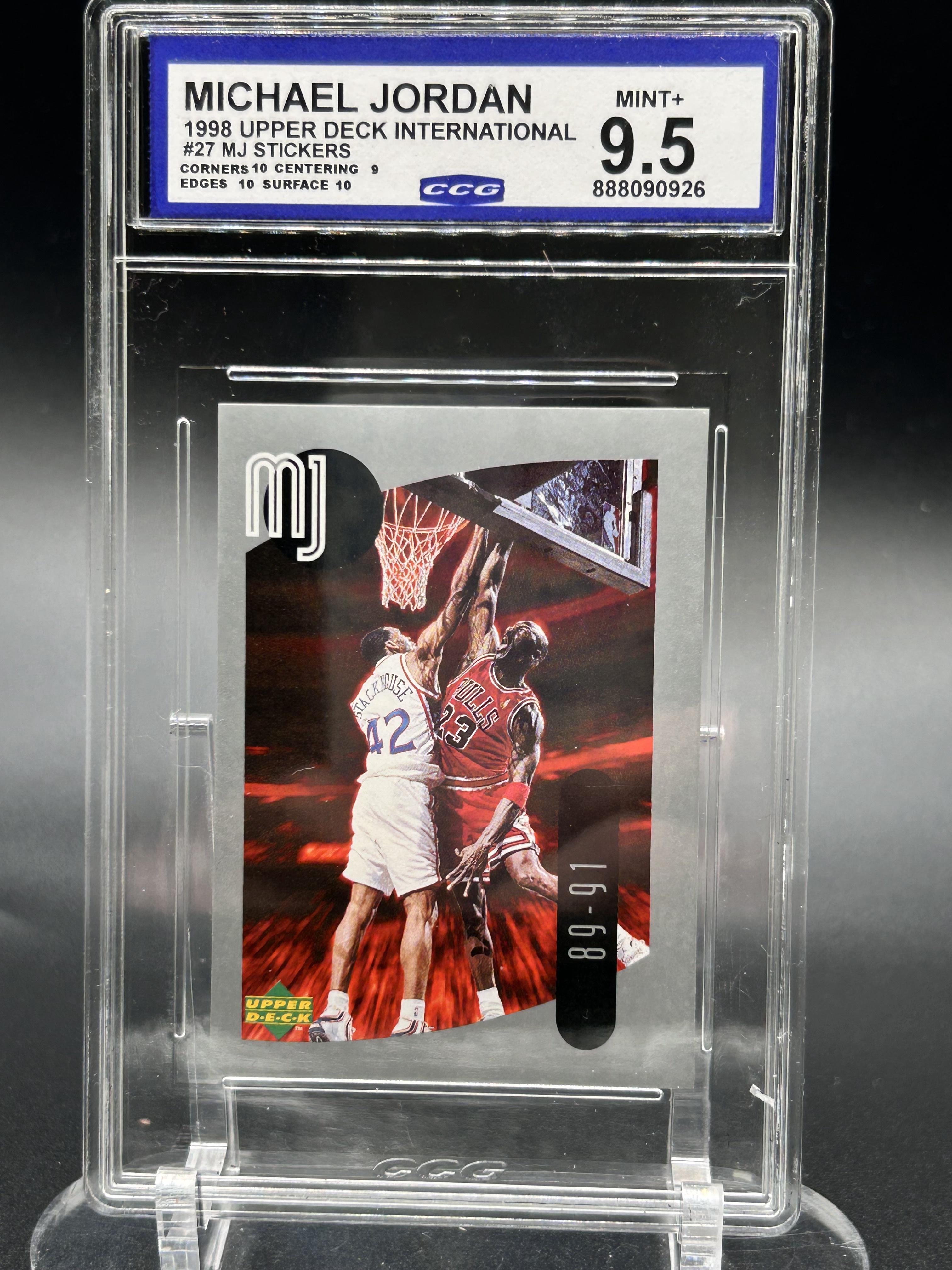 1998 Upper Deck International #27 Michael Jordan MJ Stickers BCCG 9.5