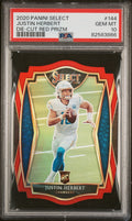 2020 Panini Select #144 Justin Herbert Die-Cut Red Prizm PSA 10