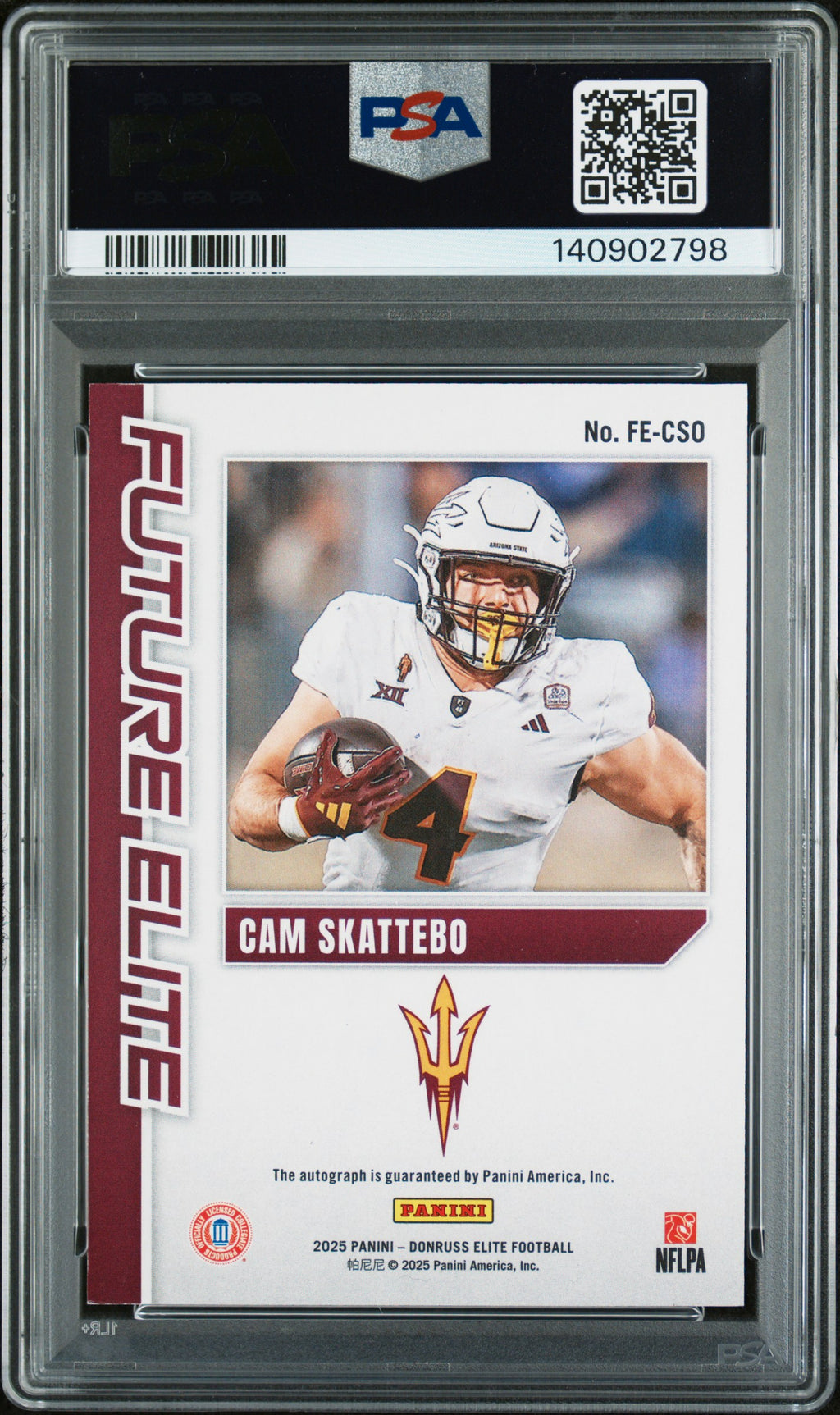 2025 Panini Donruss Elite Future Autographs #FECSO Cam Skattebo Purple PSA 8 /99