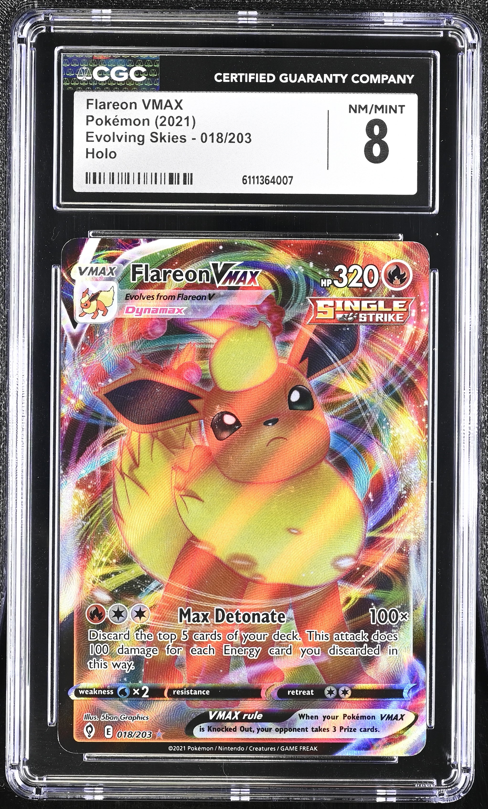 2021 Evolving Skies #018/203 Flareon VMAX CGC 8