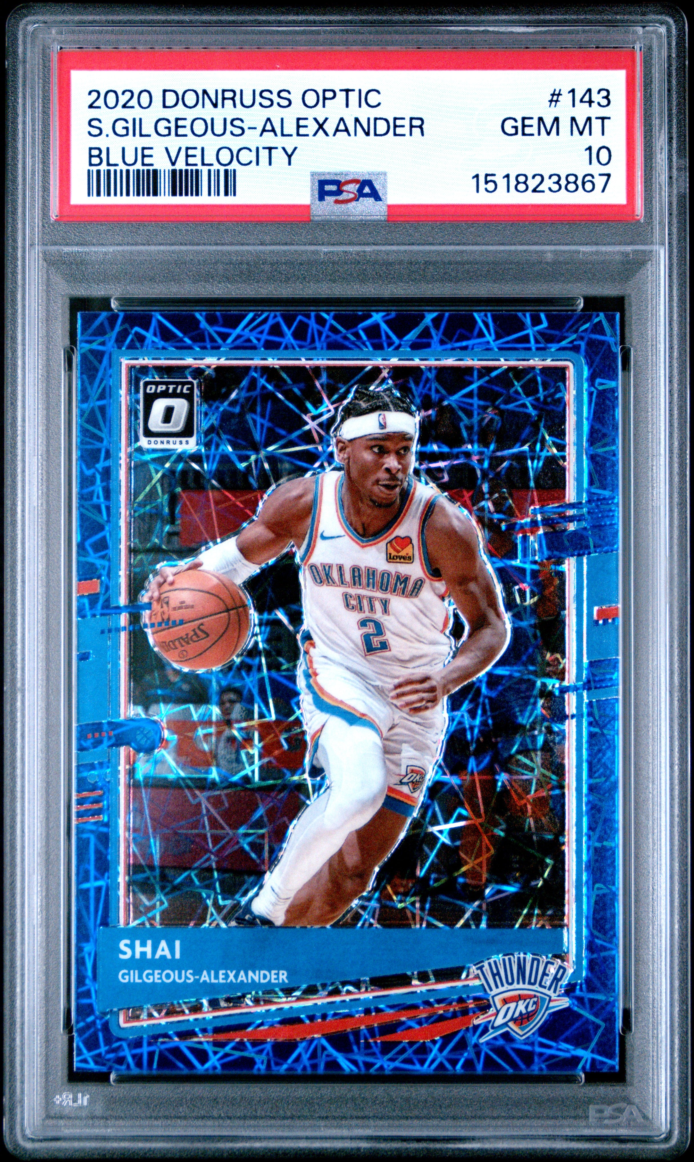 2020 Panini Donruss Optic #143 S.Gilgeous-Alexander Blue Velocity PSA 10