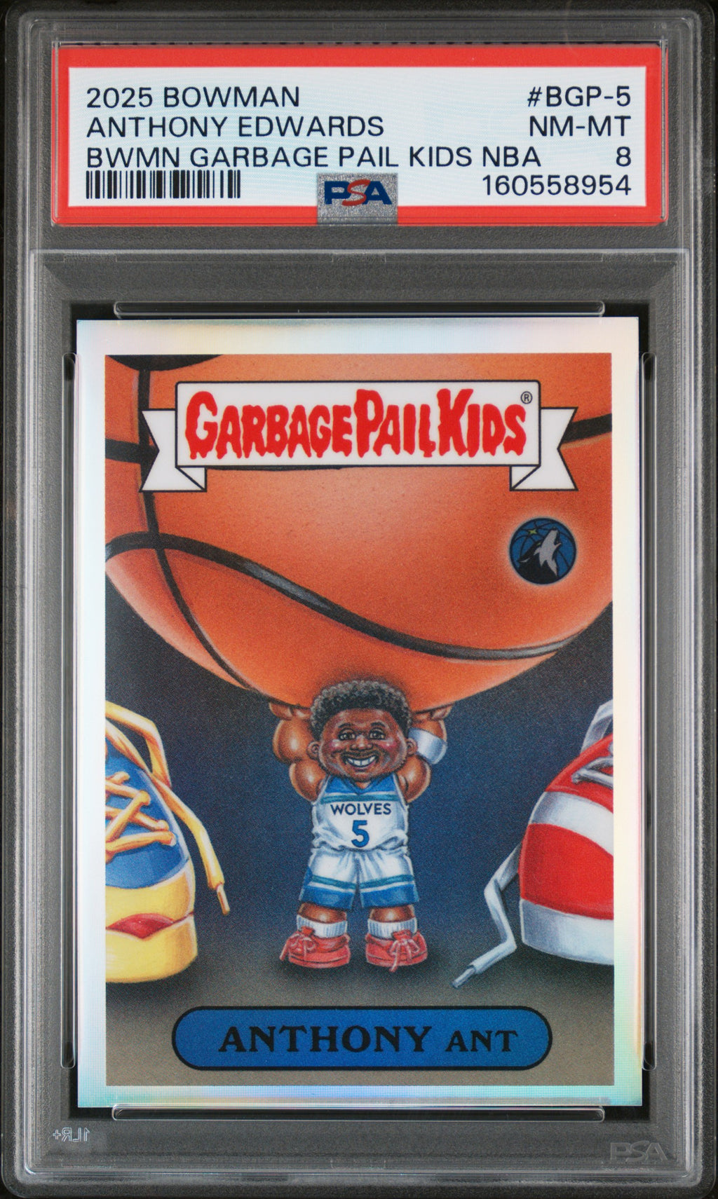 2025 Bowman Chrome Bowman Garbage Pail Kids NBA #BGP-5 Anthony Edwards PSA 8