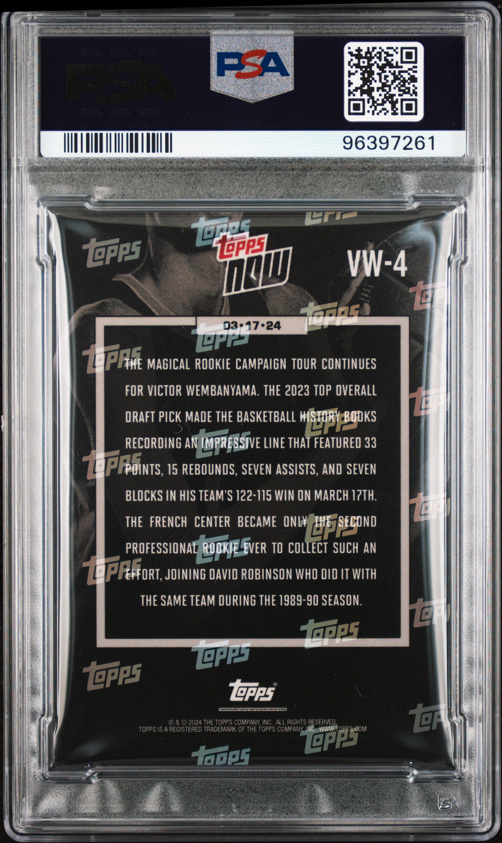 2023 Topps Now #VW4 Victor Wembanyama PSA 10