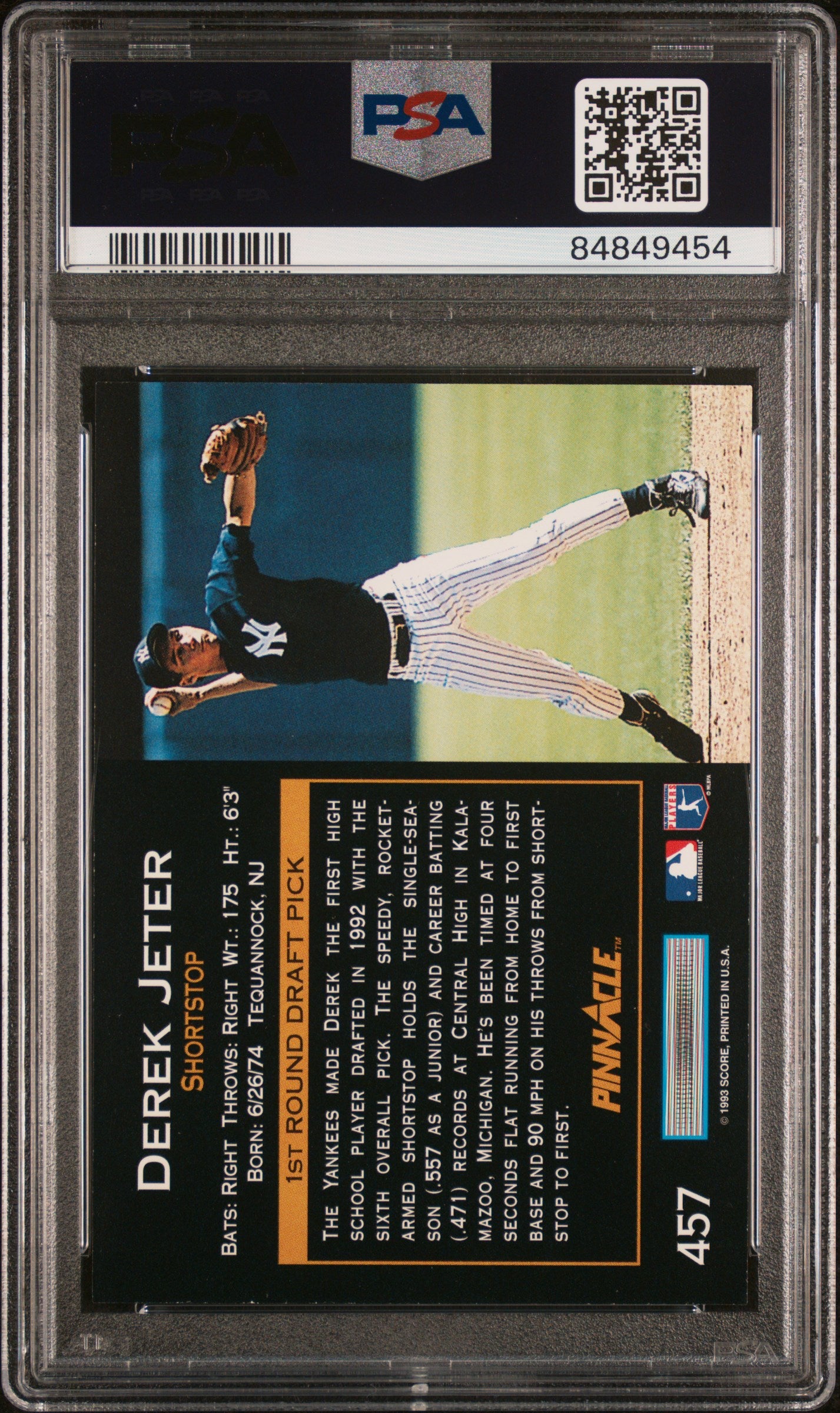1993 Pinnacle #457 Derek Jeter PSA 10